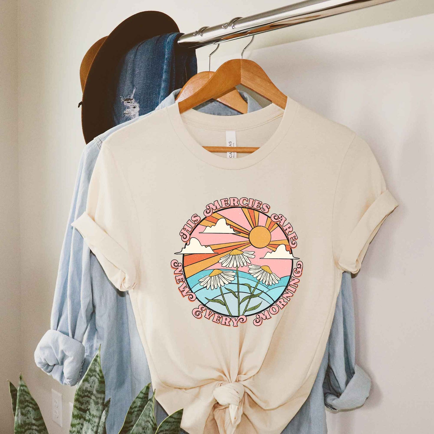 Retro His Mercies Are New Every Morning | Short Sleeve Crew Neck