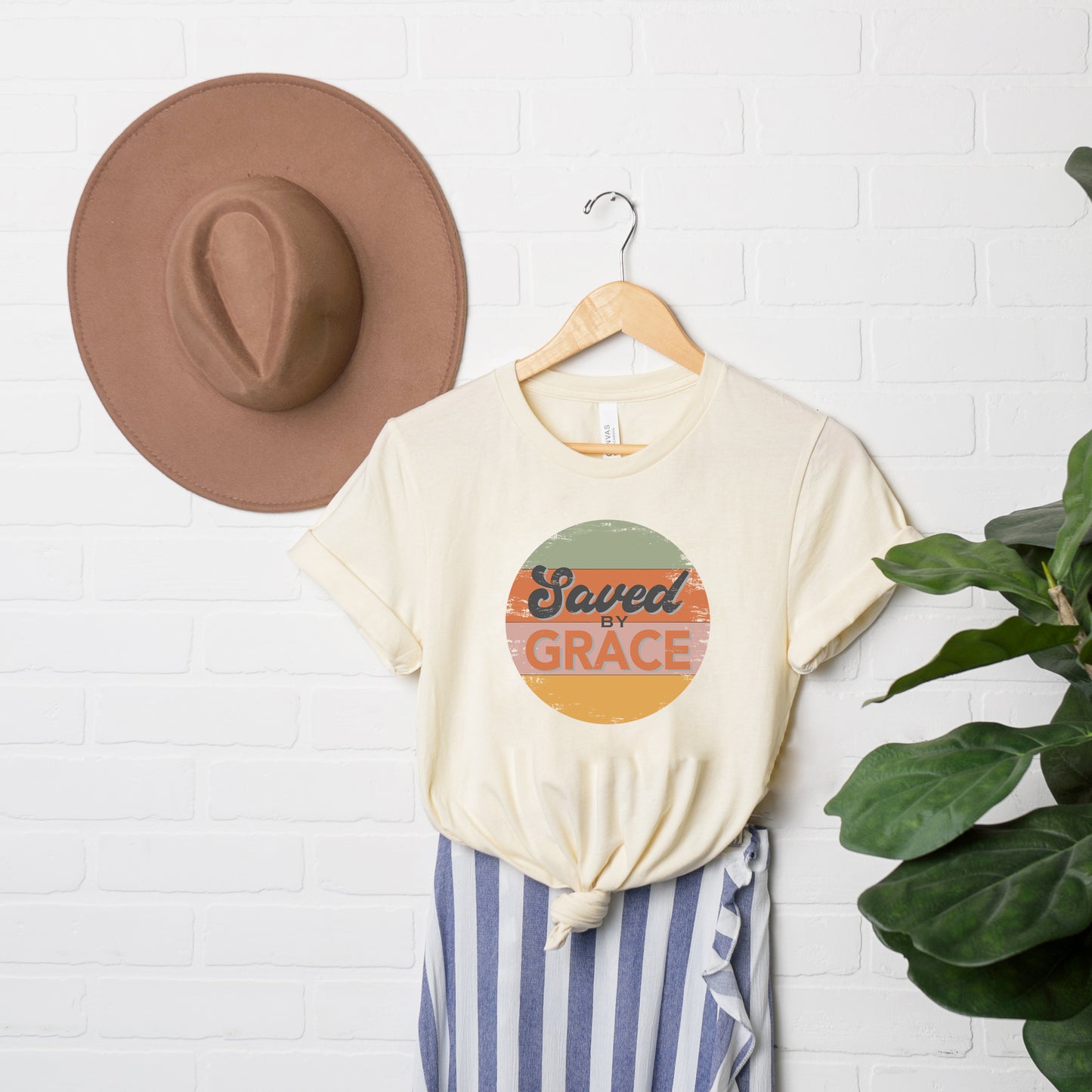 Retro Saved By Grace | Short Sleeve Crew Neck