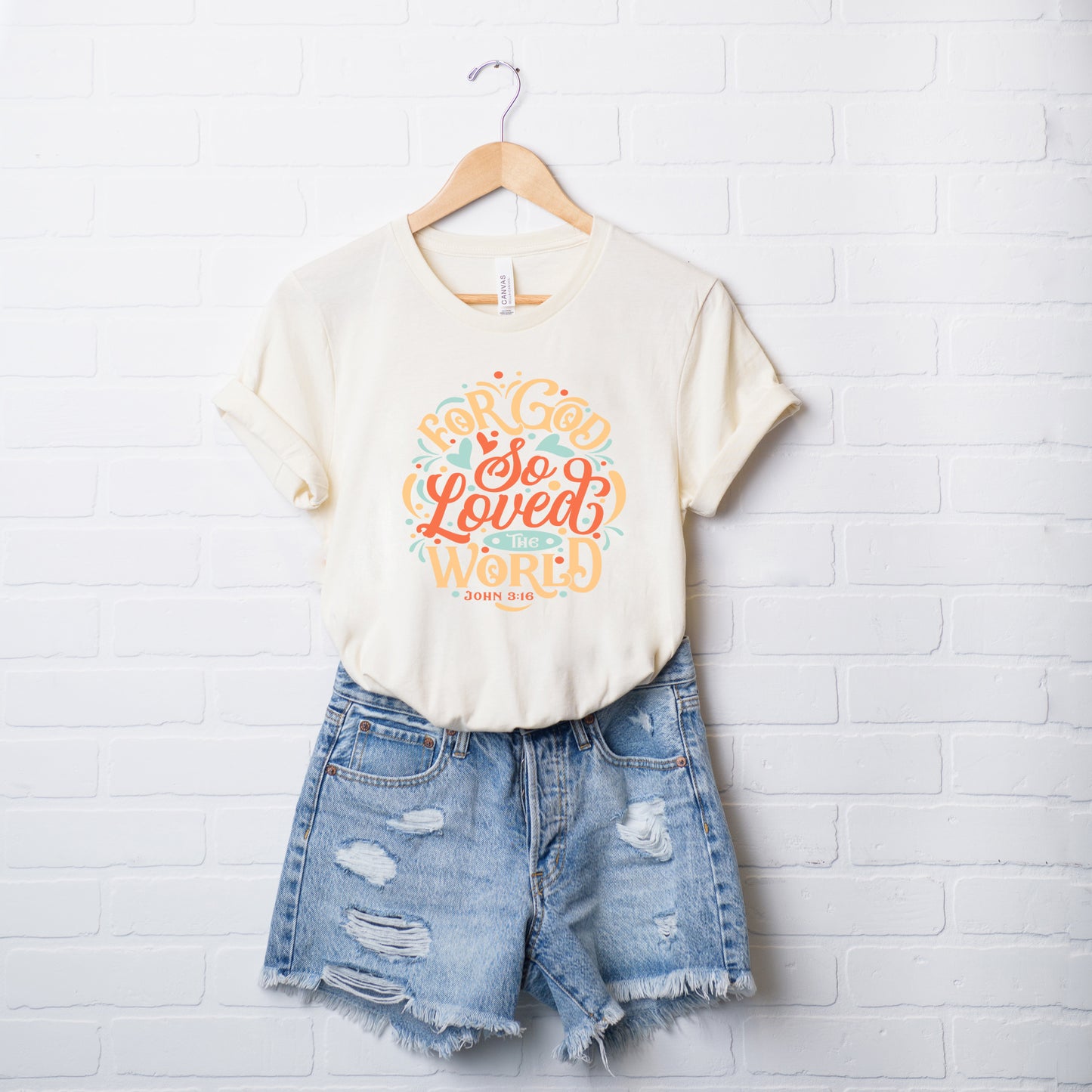 For God So Loved The World Colorful | Short Sleeve Crew Neck