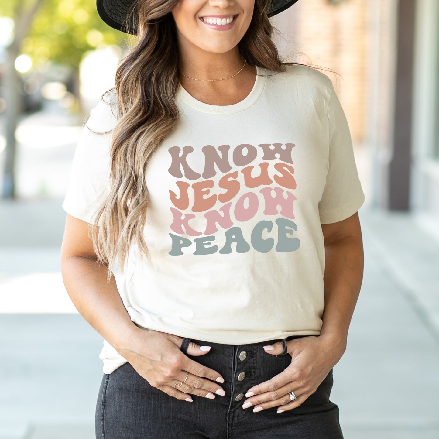 Know Jesus Know Peace Wavy | Short Sleeve Crew Neck