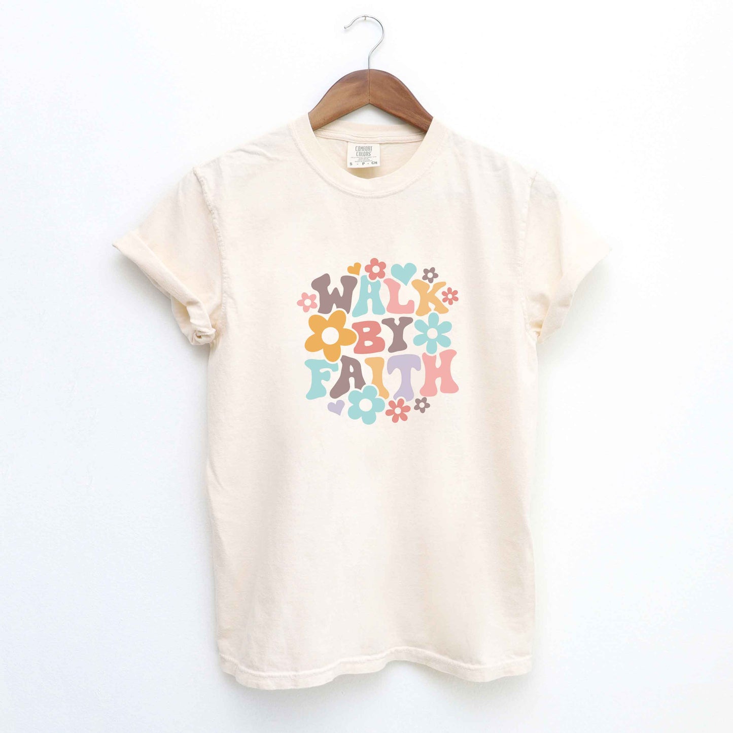 Walk By Faith Flowers | Garment Dyed Tee