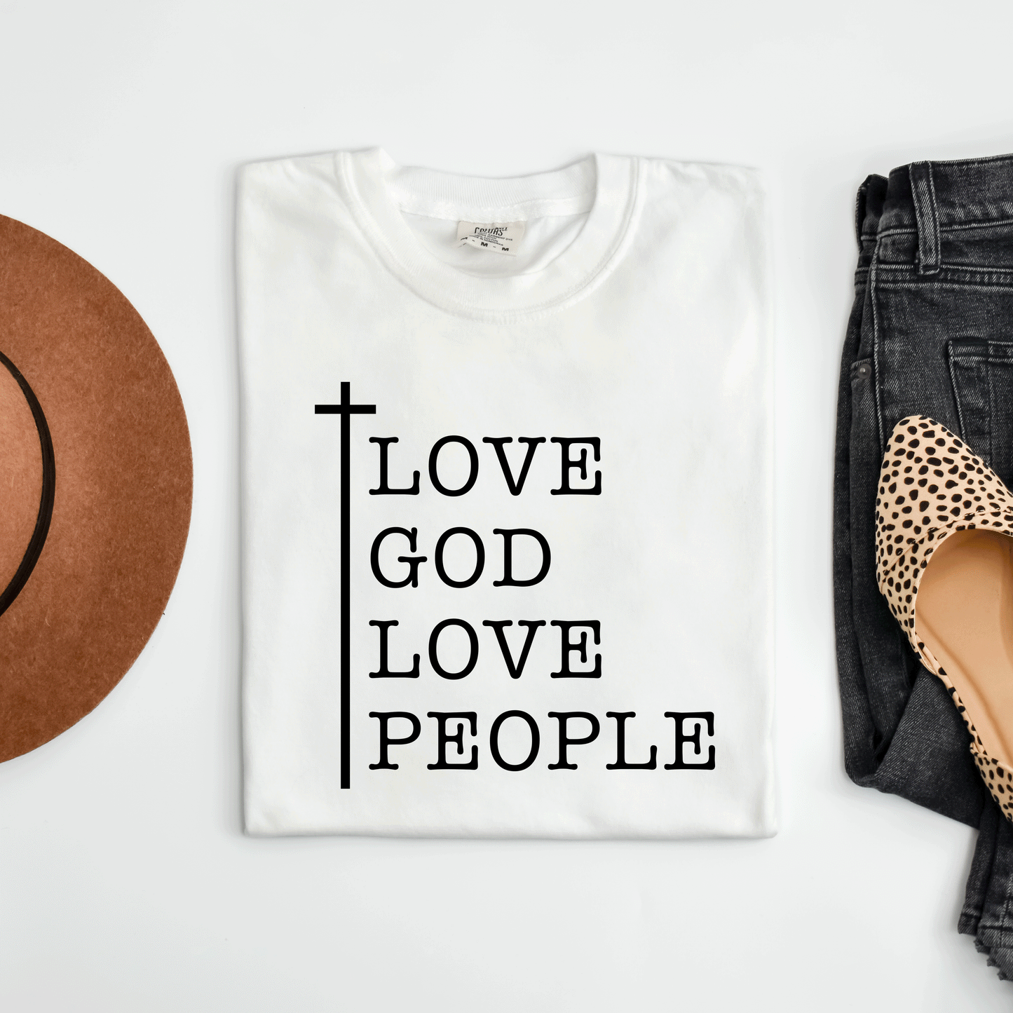 Love God Love People Cross | Garment Dyed Tee