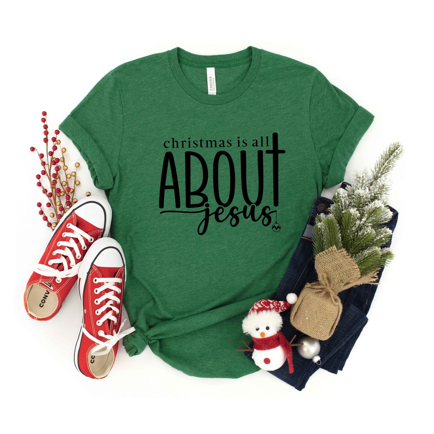 Christmas Is All About Jesus Ornament | Short Sleeve Crew Neck