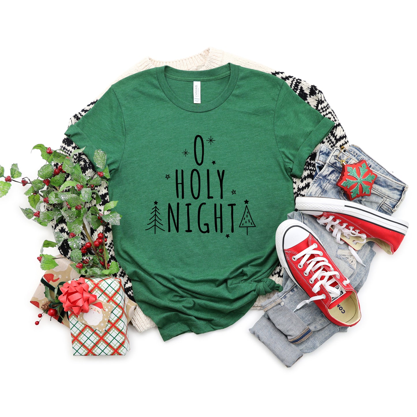 Oh Holy Night Trees | Short Sleeve Crew Neck