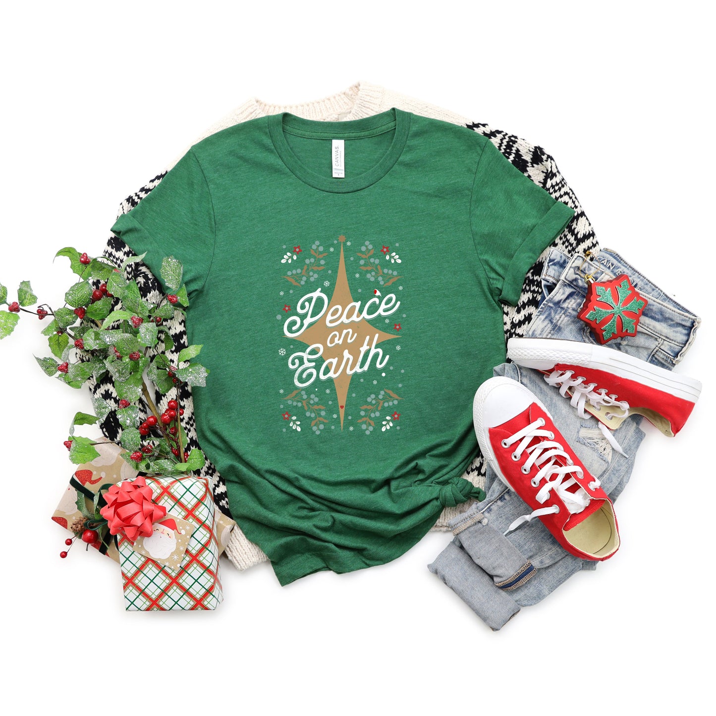 Peace On Earth Flowers | Short Sleeve Crew Neck