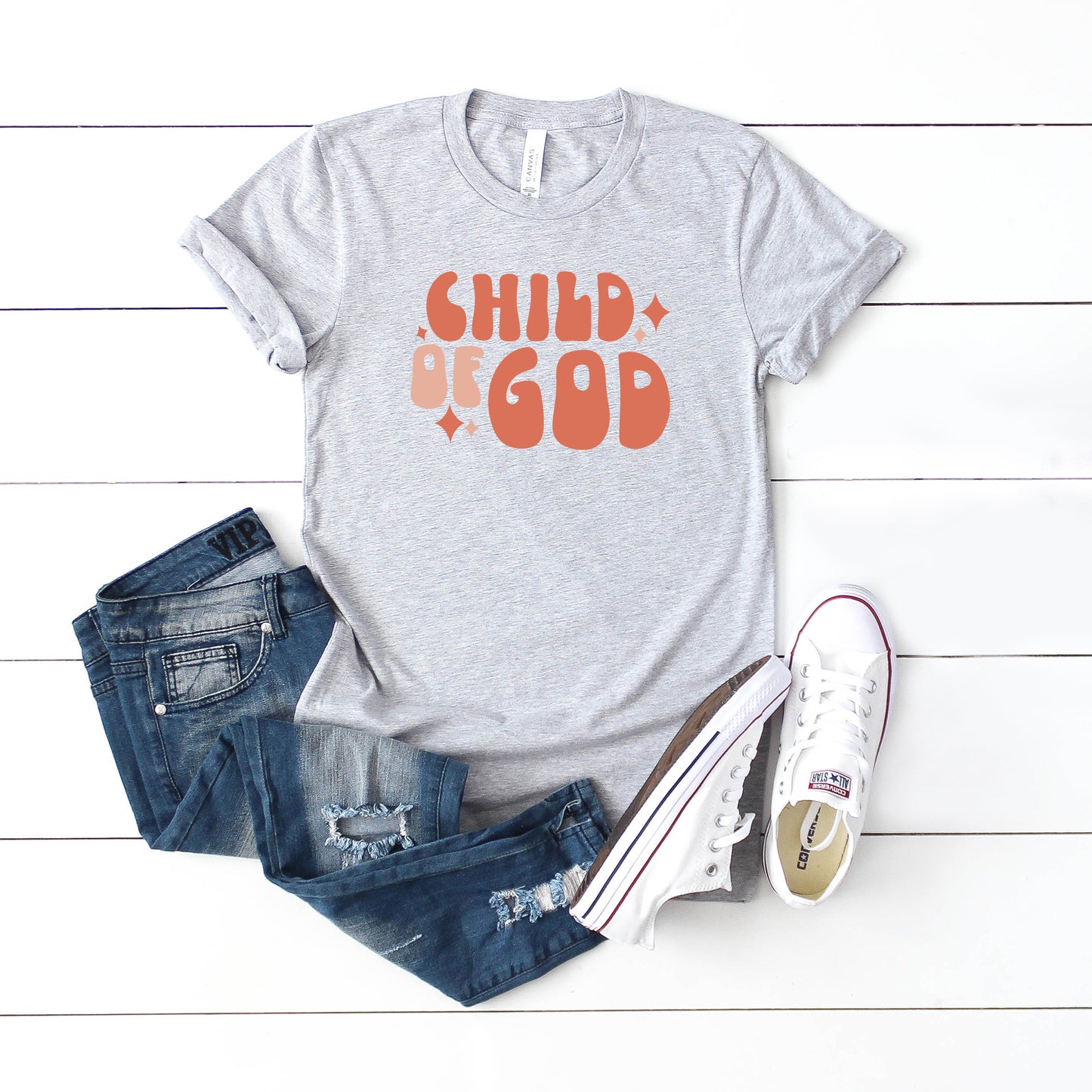 Retro I Am A Child Of God | Short Sleeve Crew Neck