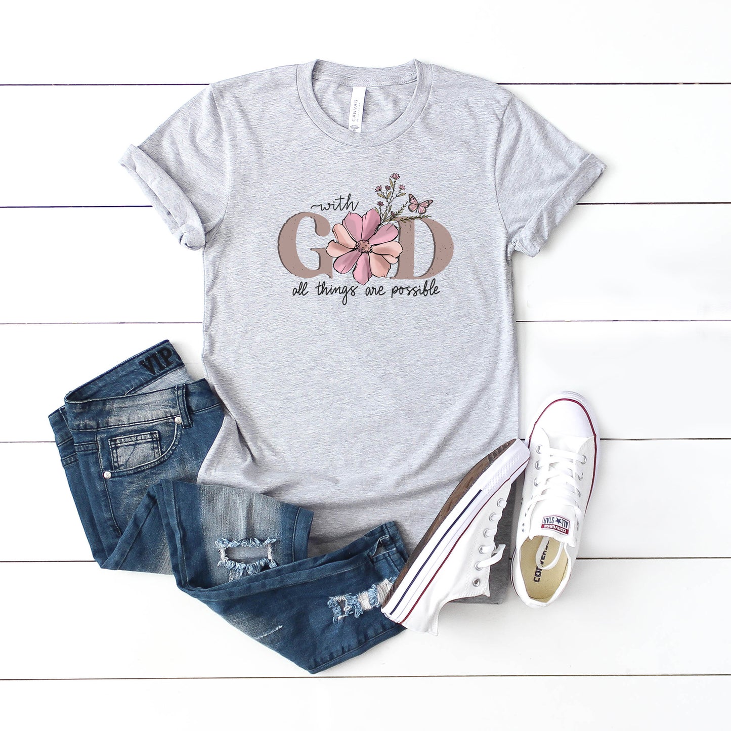 All Things Are Possible Flowers | Short Sleeve Crew Neck