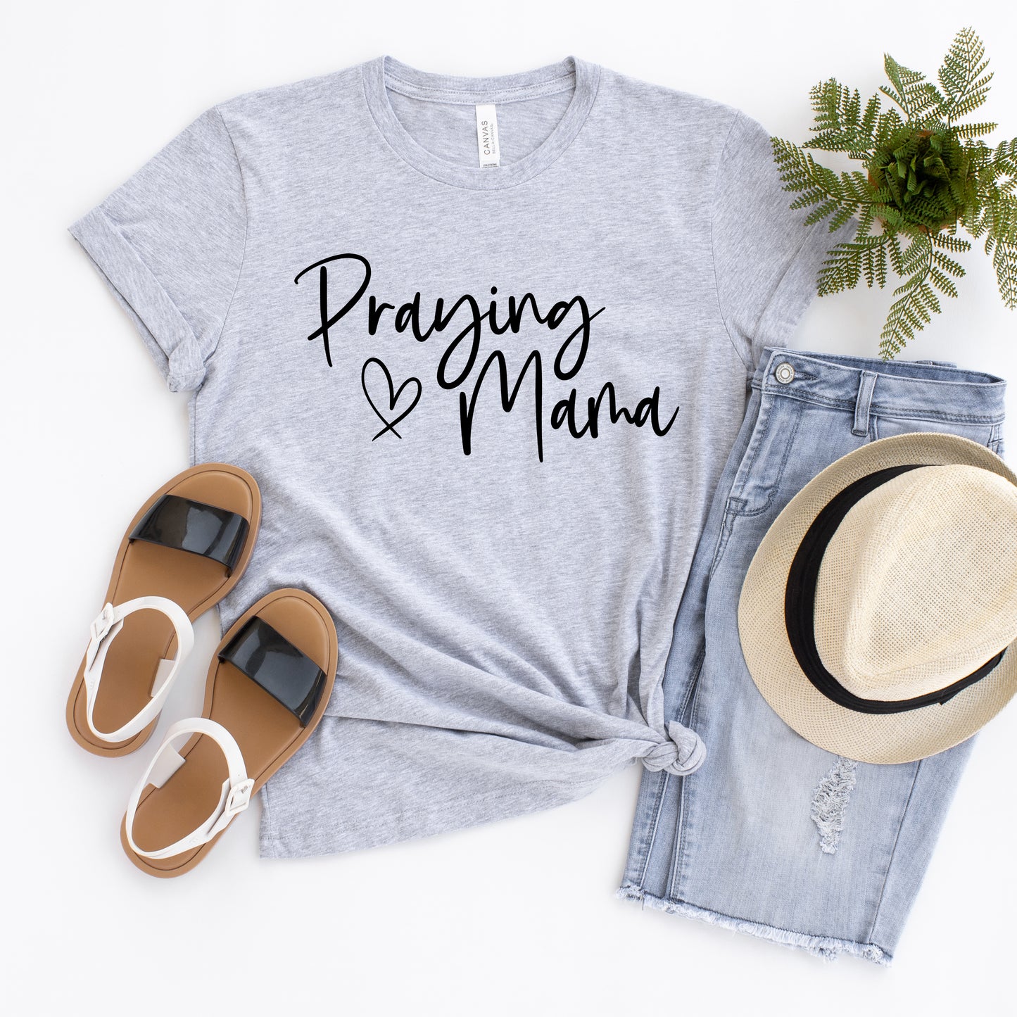 Praying Mama Heart | Short Sleeve Crew Neck