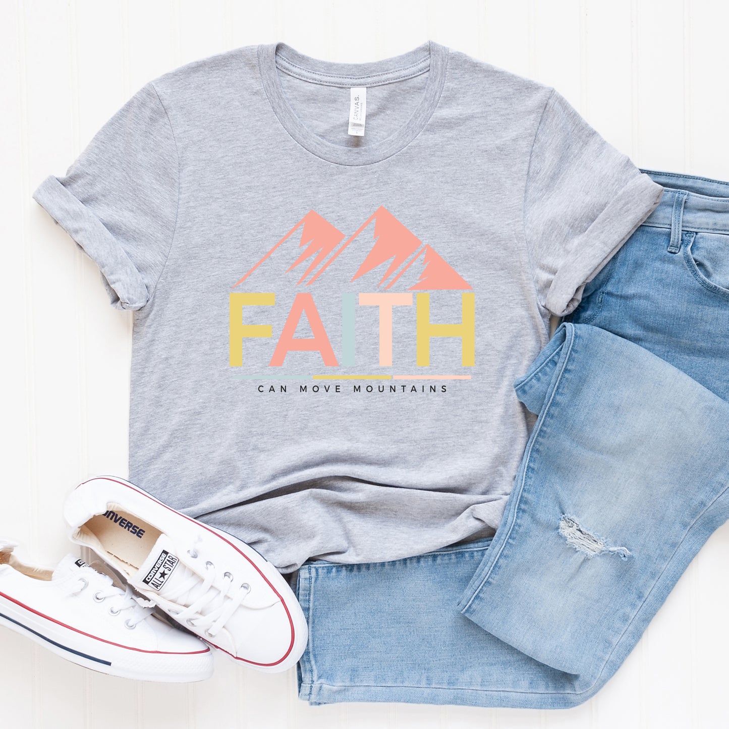 Bright Faith Can Move Mountains | Short Sleeve Crew Neck
