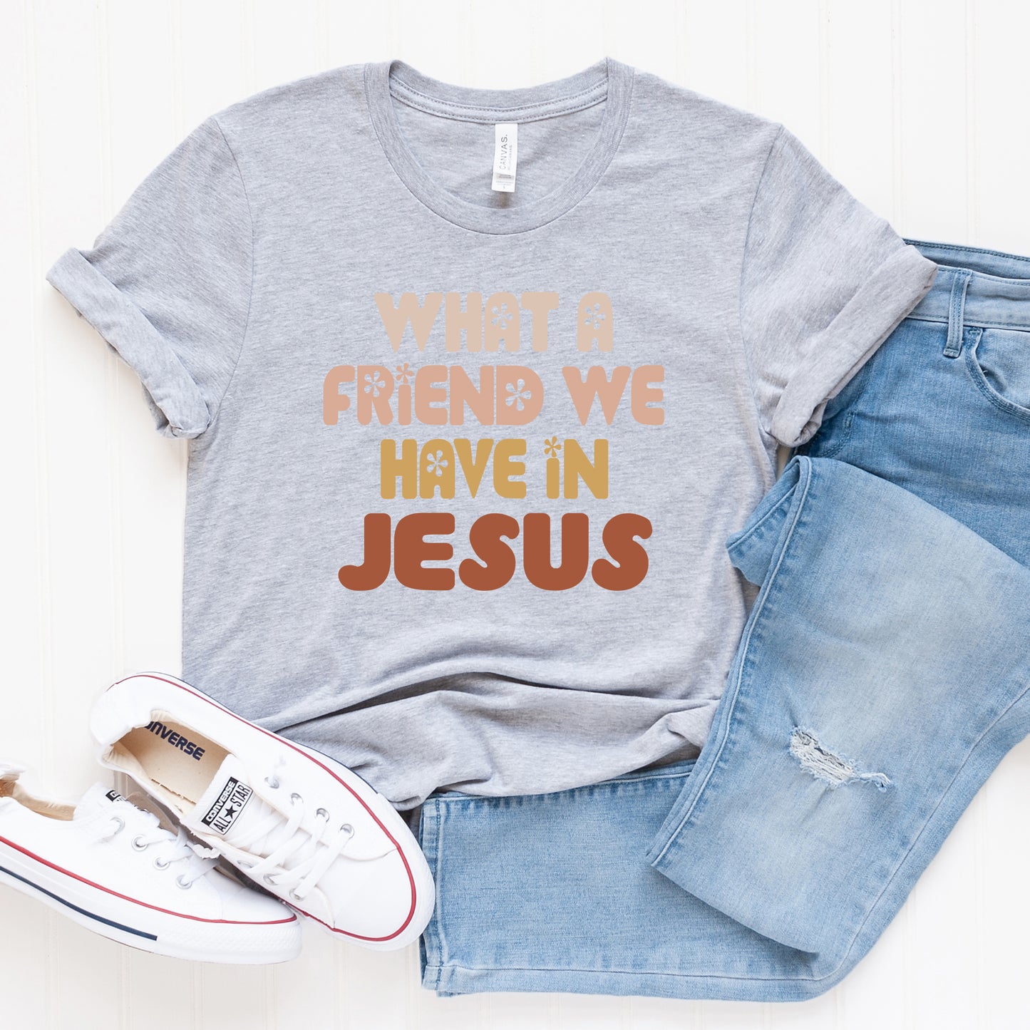 What A Friend We Have In Jesus Flowers | Short Sleeve Crew Neck