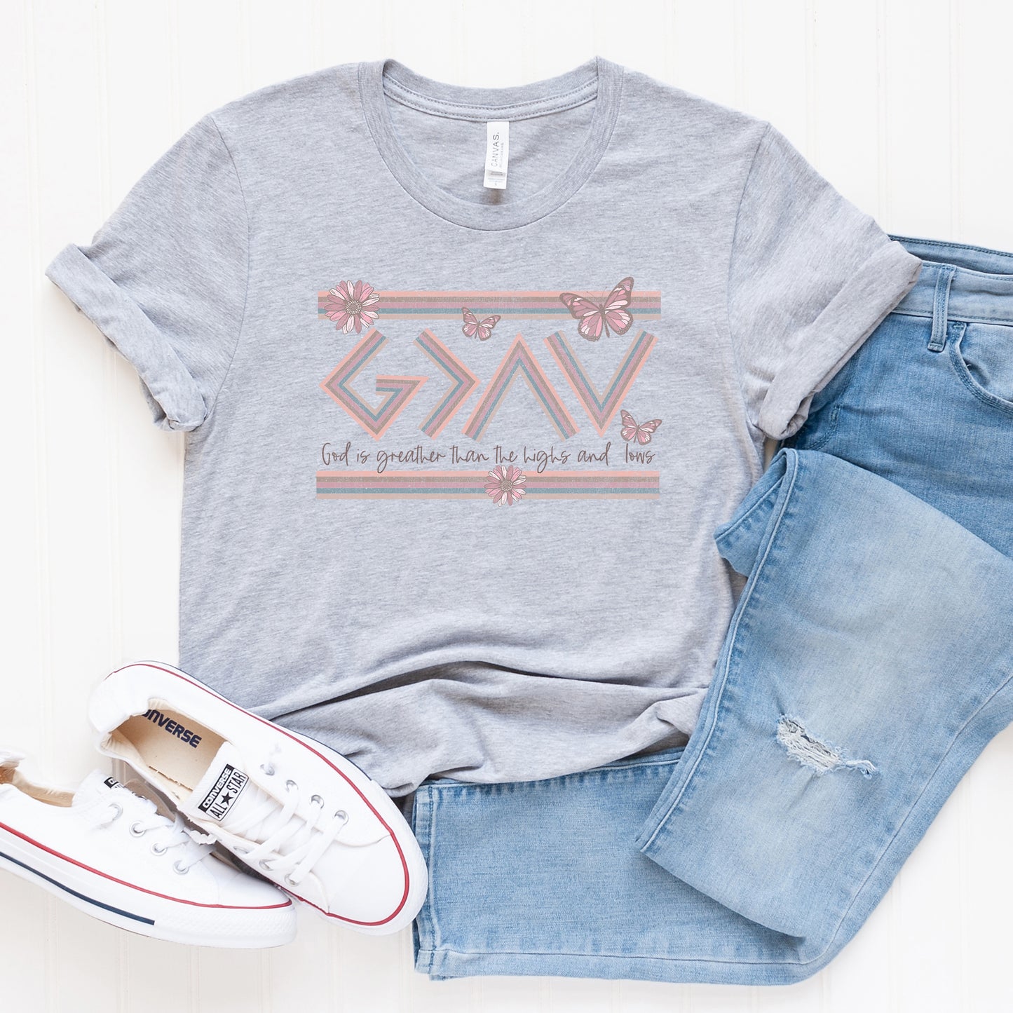 God Is Greater Butterfly | Short Sleeve Crew Neck