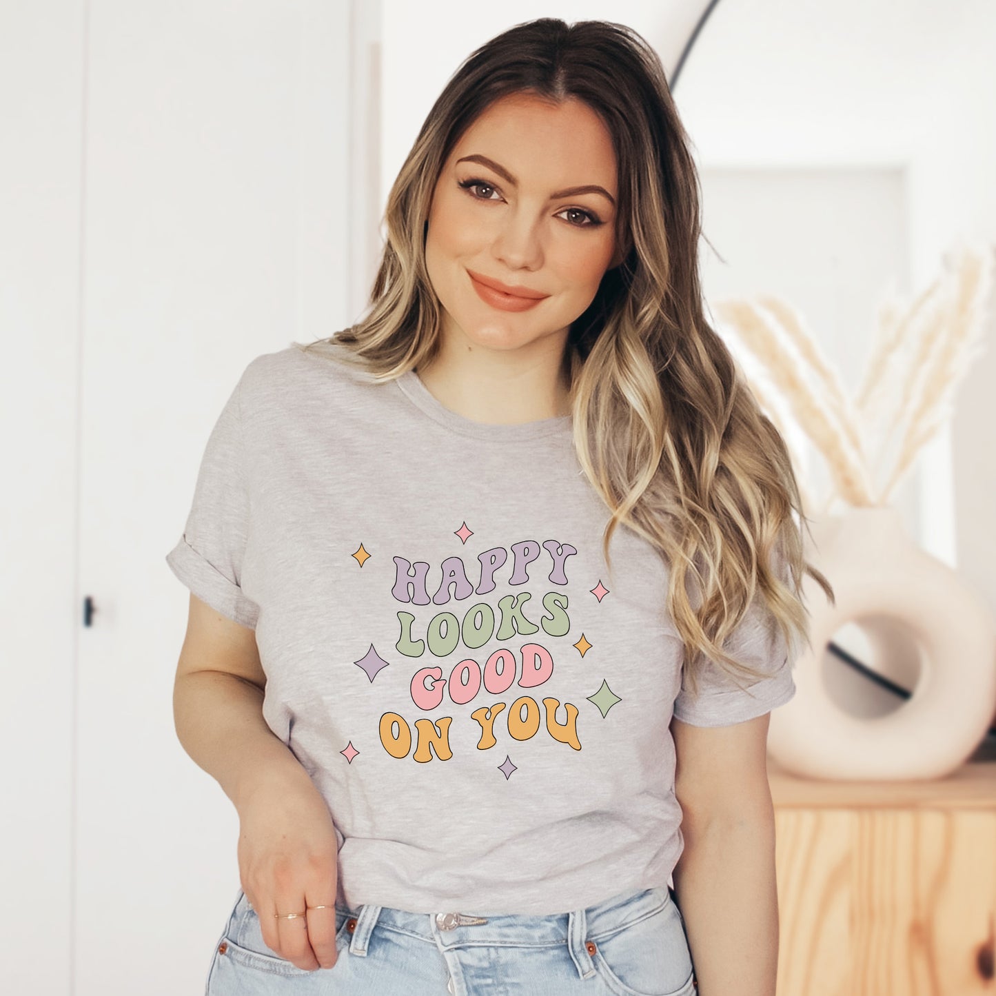 Happy looks Good On You | Short Sleeve Crew Neck
