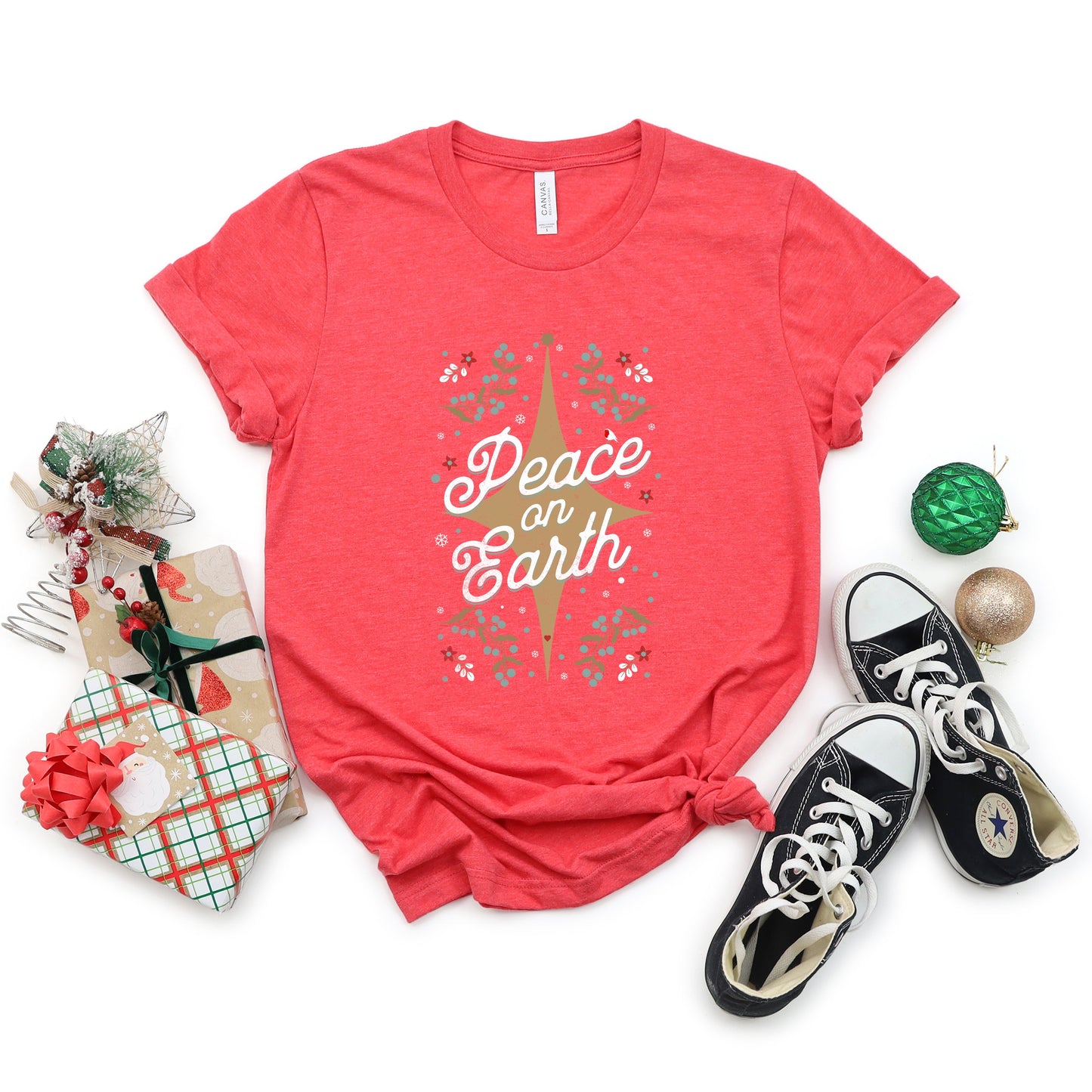 Peace On Earth Flowers | Short Sleeve Crew Neck