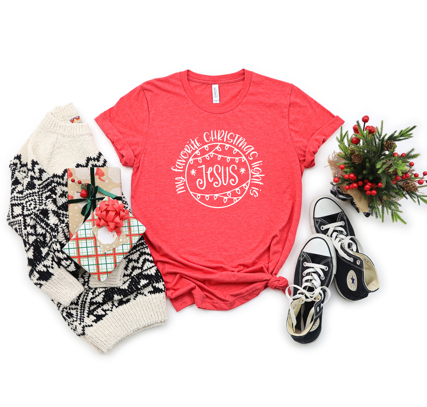 Favorite Christmas Light Jesus | Short Sleeve Crew Neck