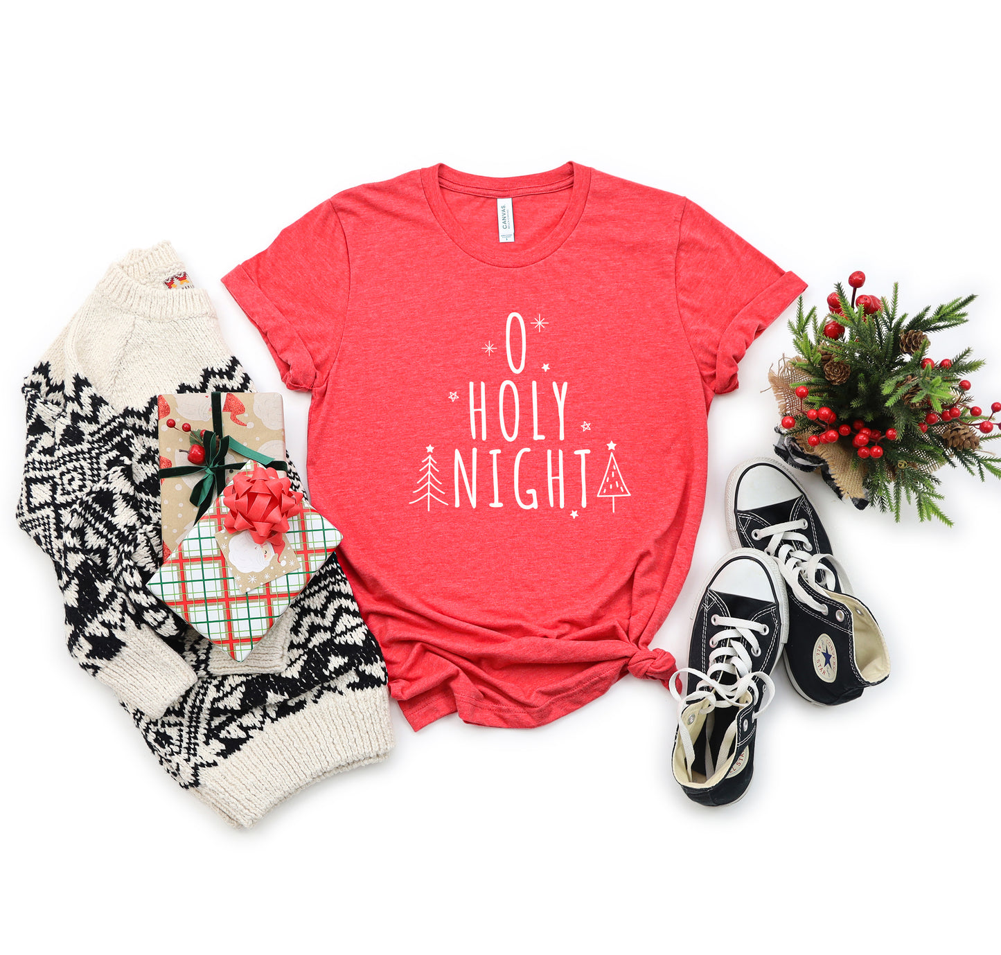 Oh Holy Night Trees | Short Sleeve Crew Neck