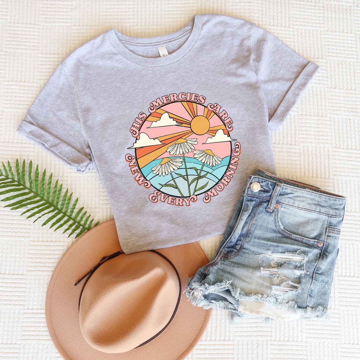 Retro His Mercies Are New Every Morning | Short Sleeve Crew Neck
