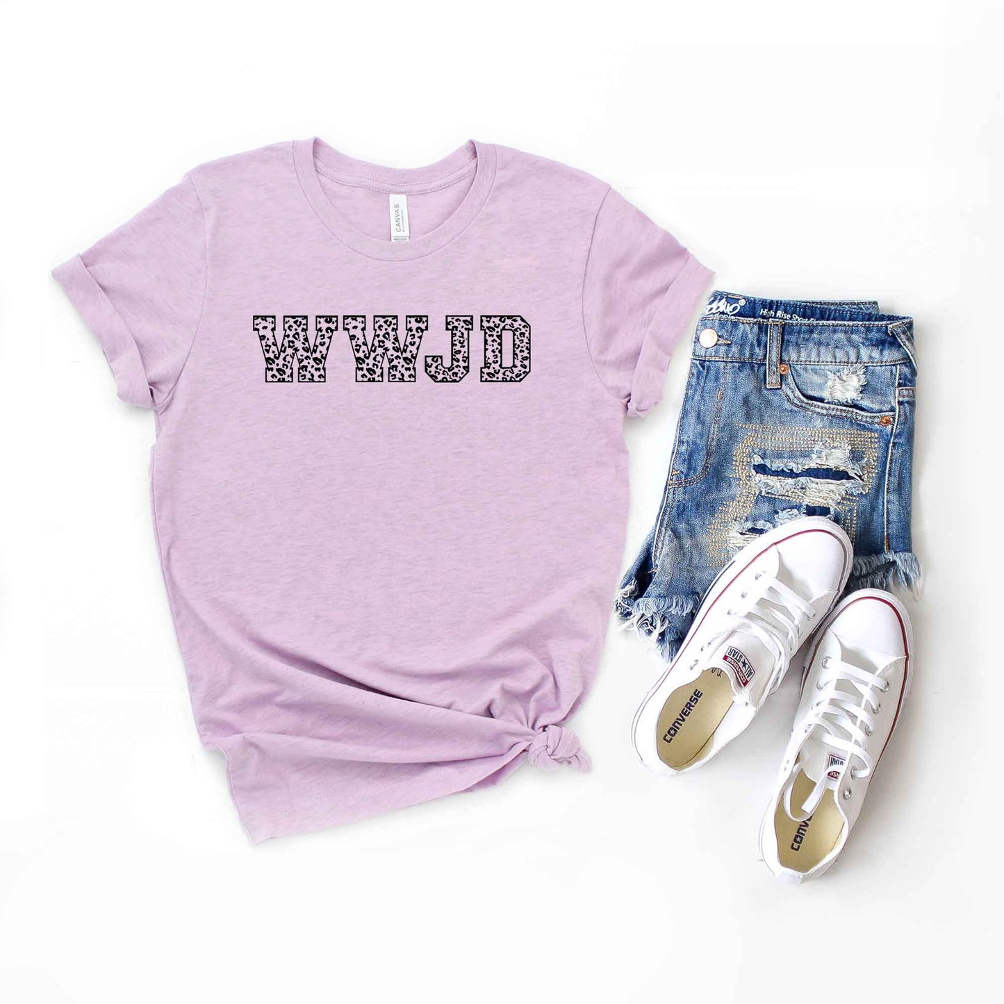 WWJD Leopard | Short Sleeve Crew Neck