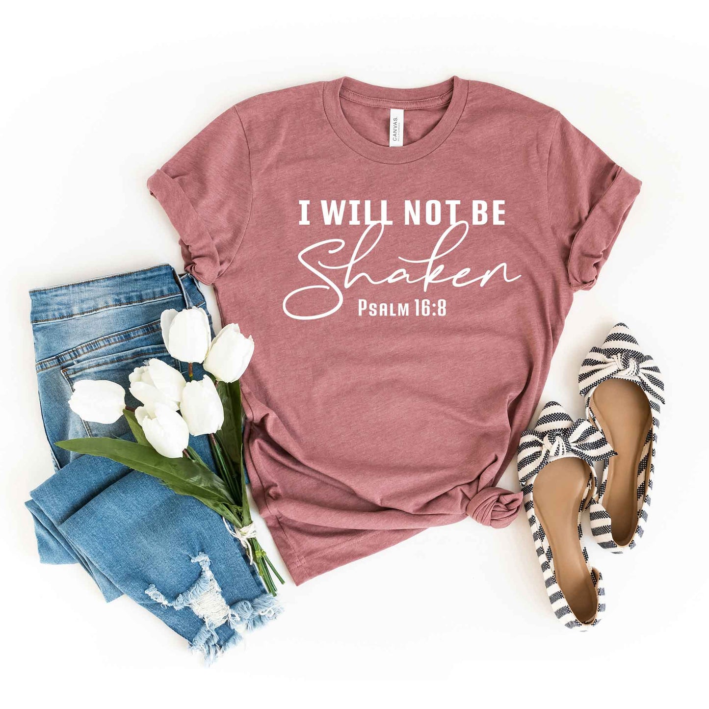 Will Not Be Shaken Scripture | Short Sleeve Crew Neck