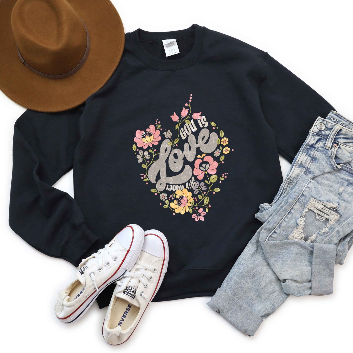 God Is Love Flowers | Sweatshirt