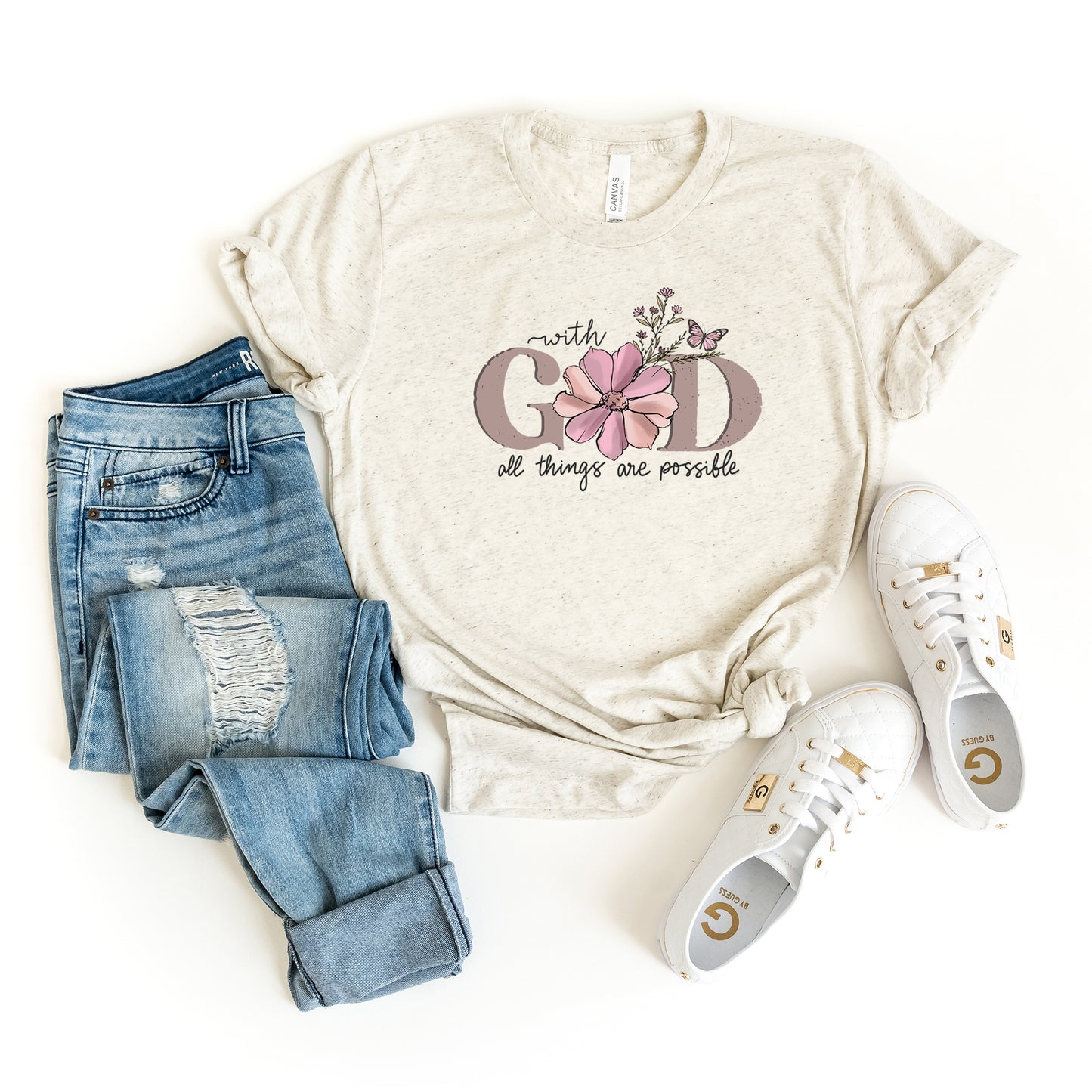 All Things Are Possible Flowers | Short Sleeve Crew Neck