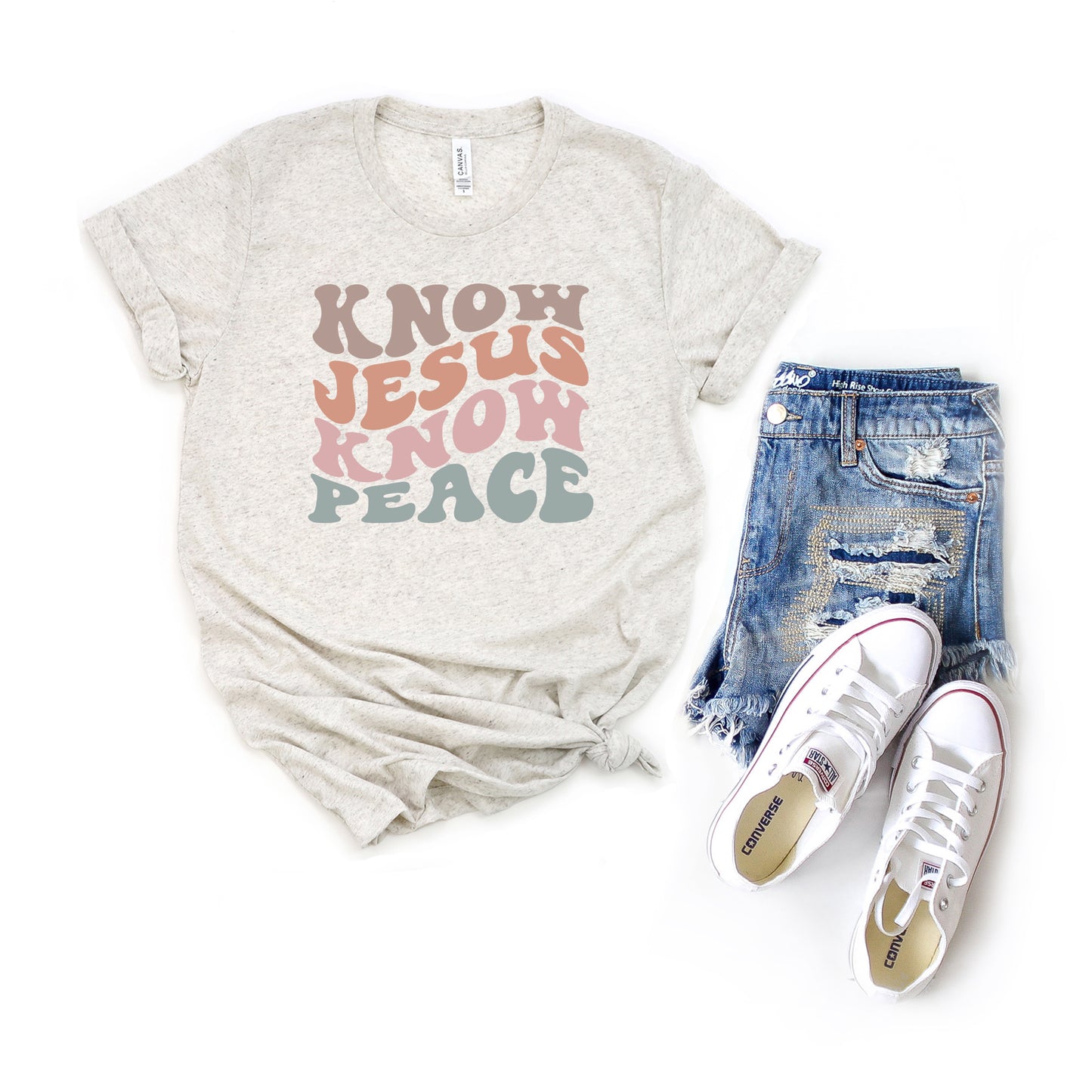 Know Jesus Know Peace Wavy | Short Sleeve Crew Neck