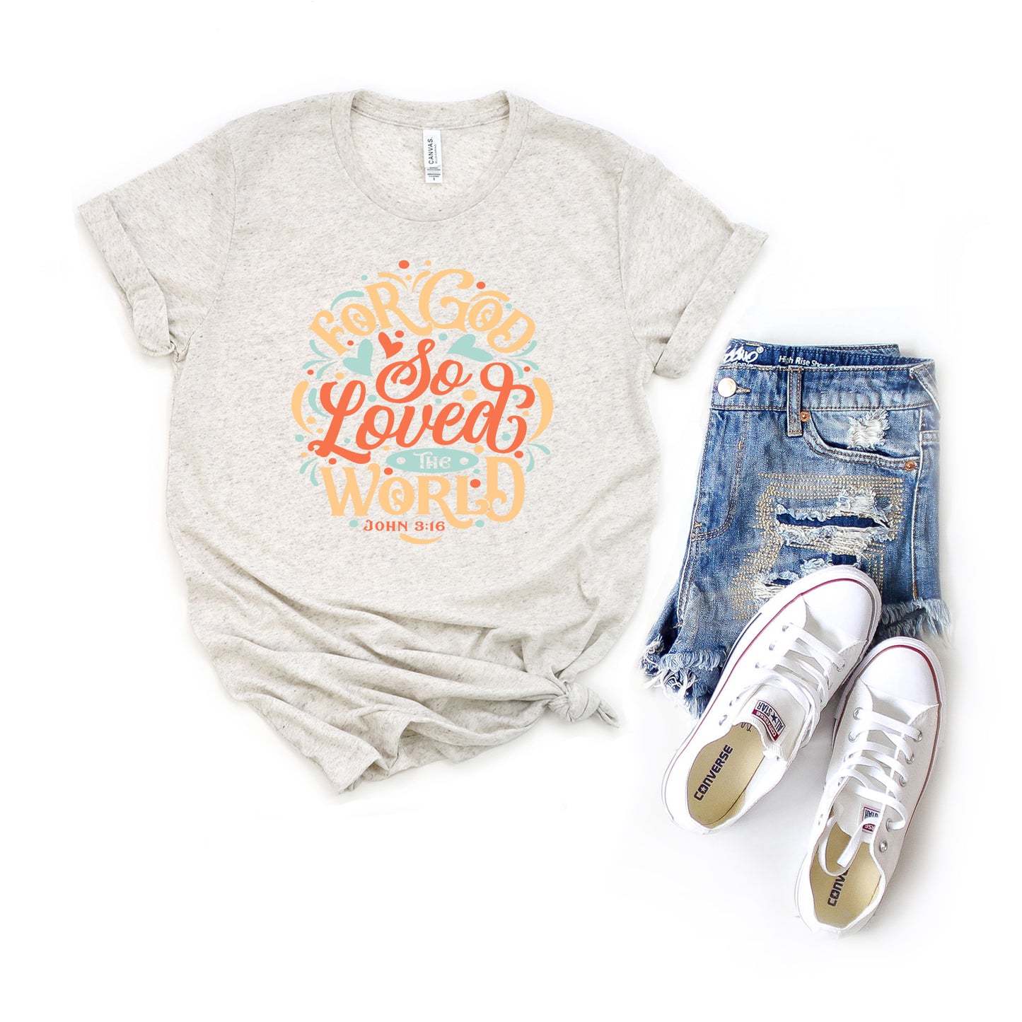 For God So Loved The World Colorful | Short Sleeve Crew Neck