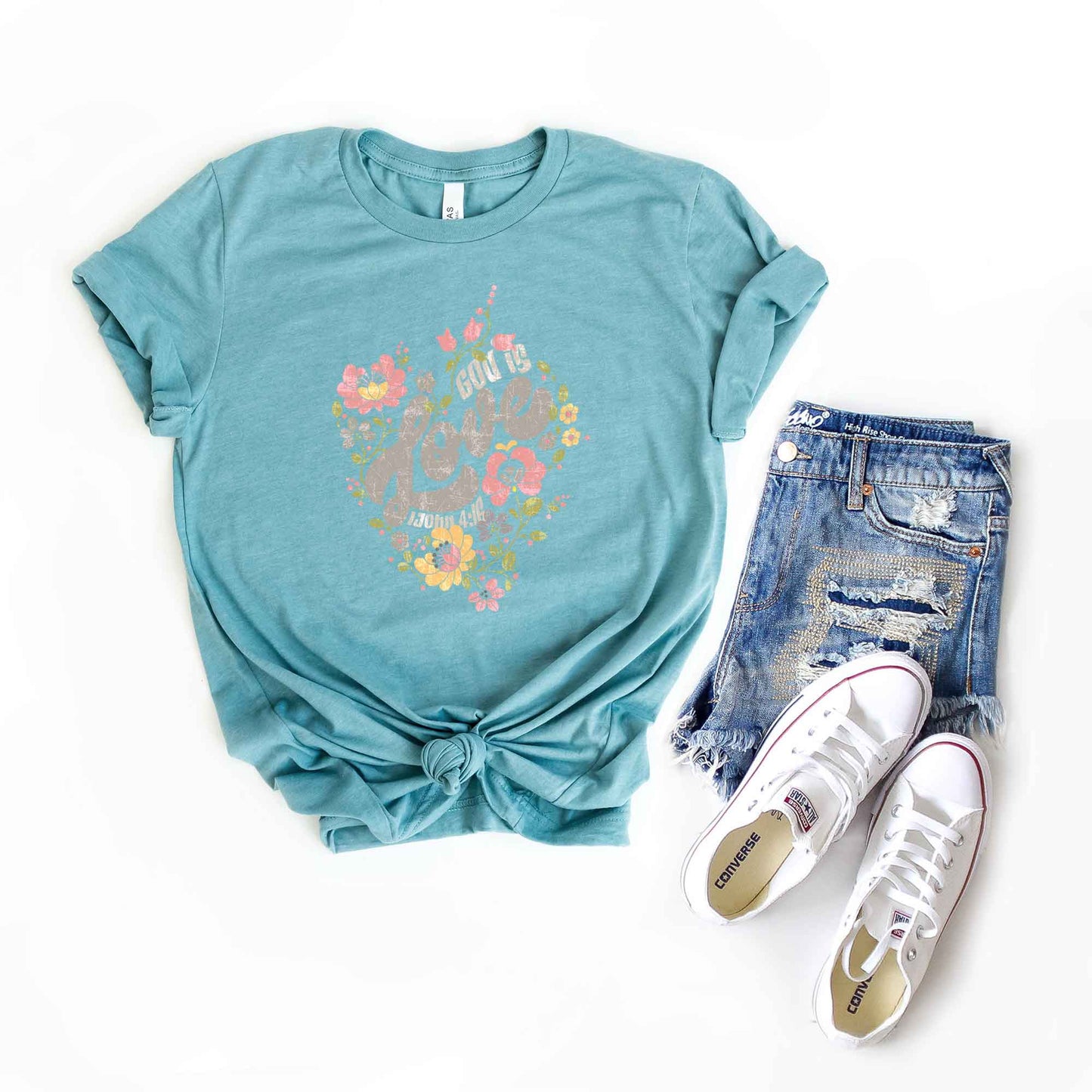 God Is Love Flowers | Short Sleeve Crew Neck