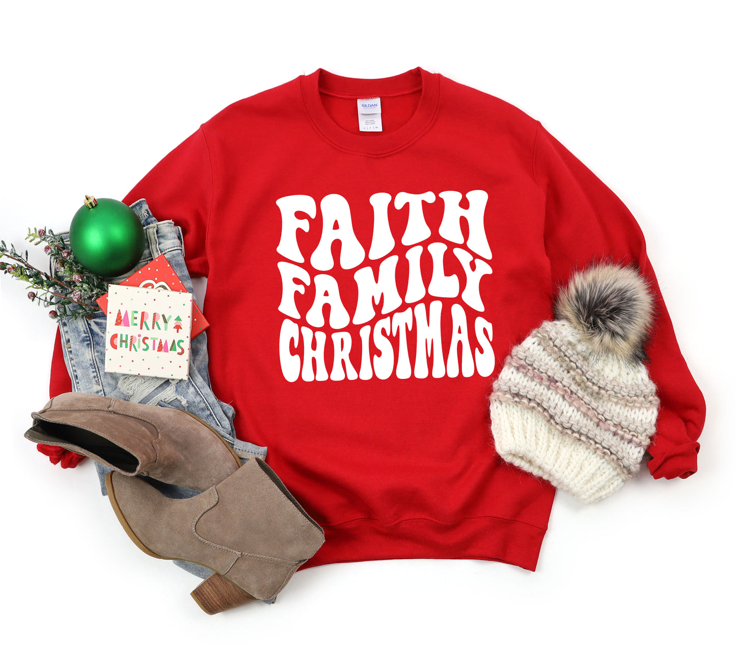 Faith Family Christmas Wavy | Sweatshirt