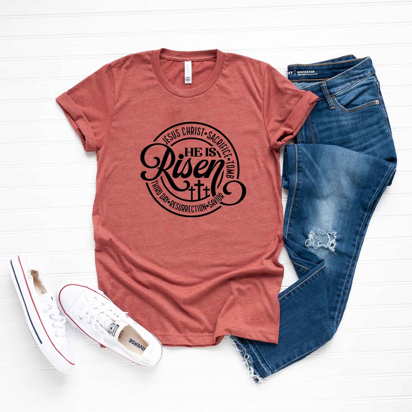 He Is Risen Description | Short Sleeve Crew Neck