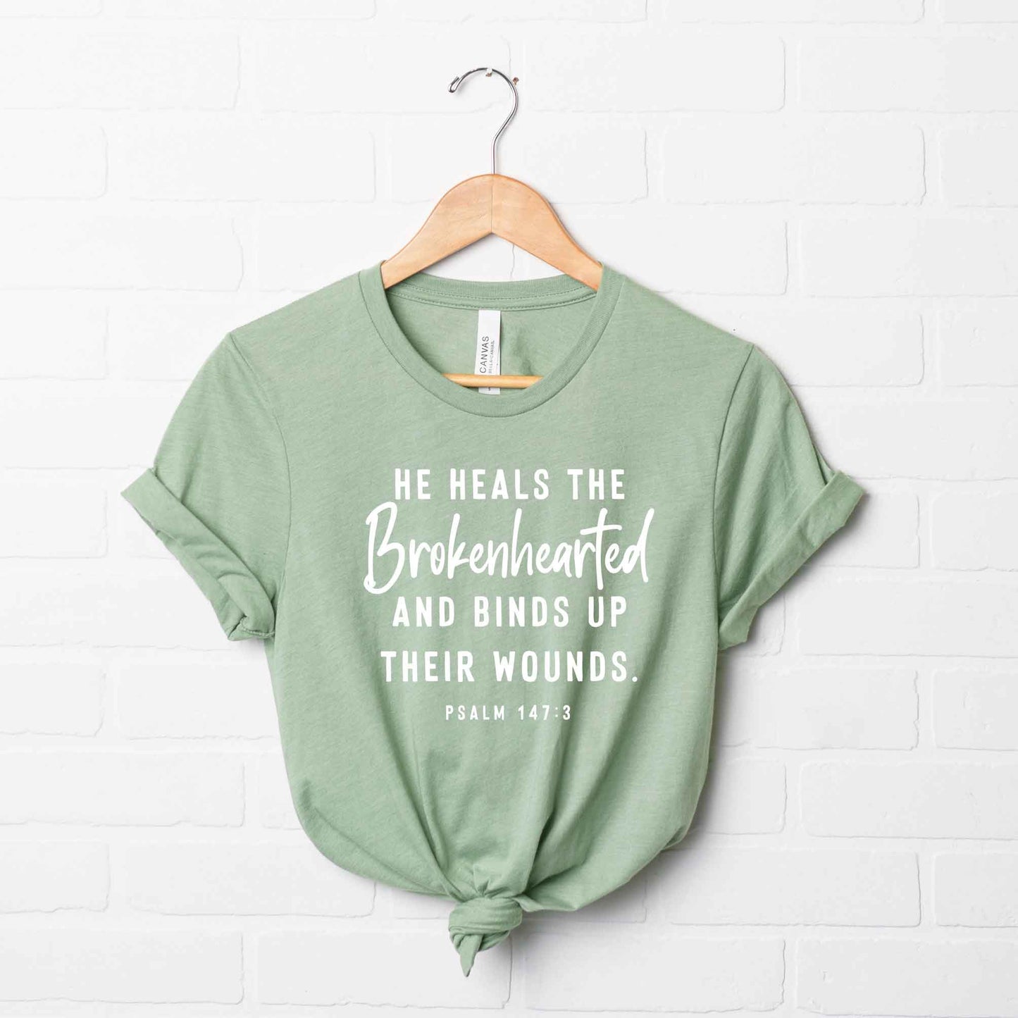 He Heals The Brokenhearted Script | Short Sleeve Crew Neck