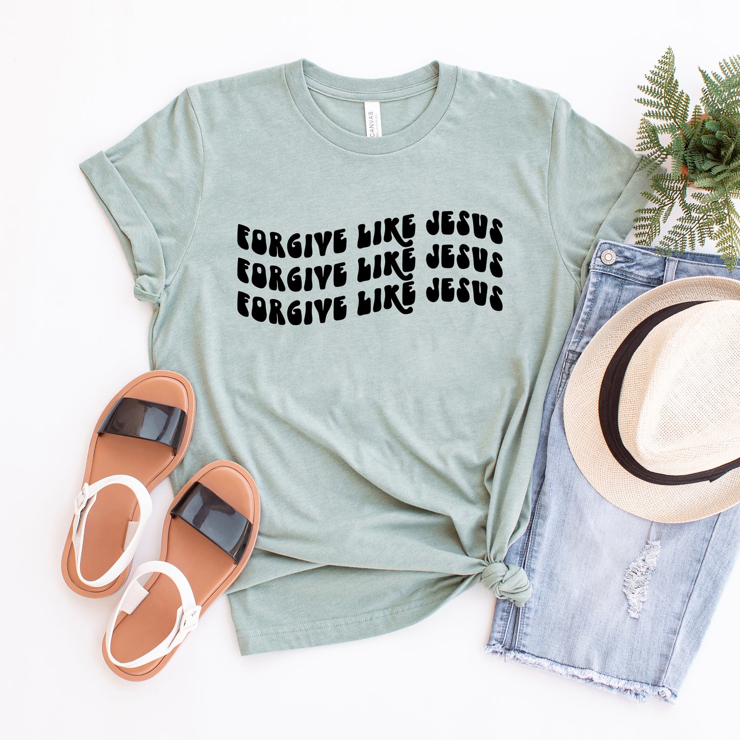 Forgive Like Jesus Stacked Wavy | Short Sleeve Crew Neck