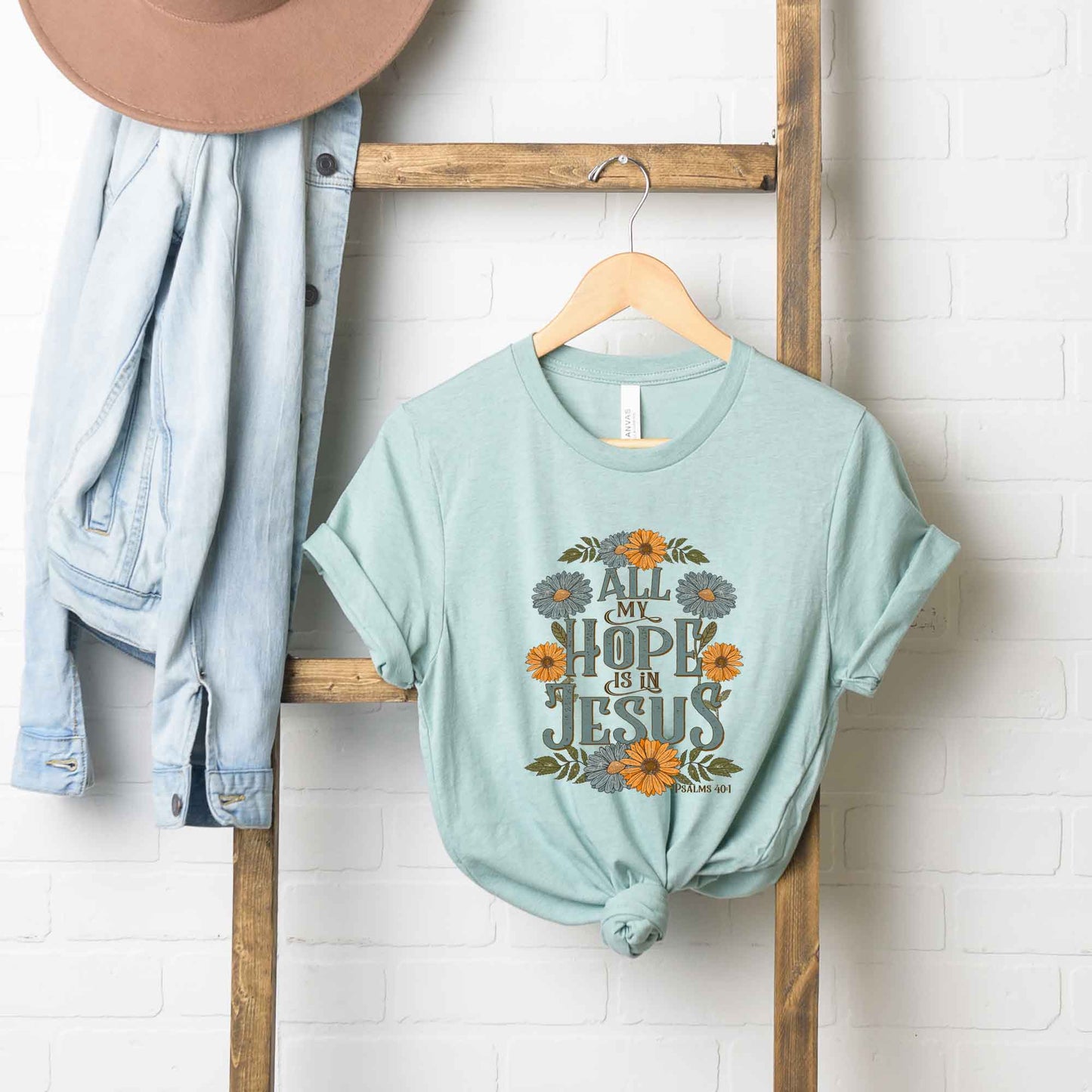 All My Hope Is In Jesus Floral | Short Sleeve Crew Neck