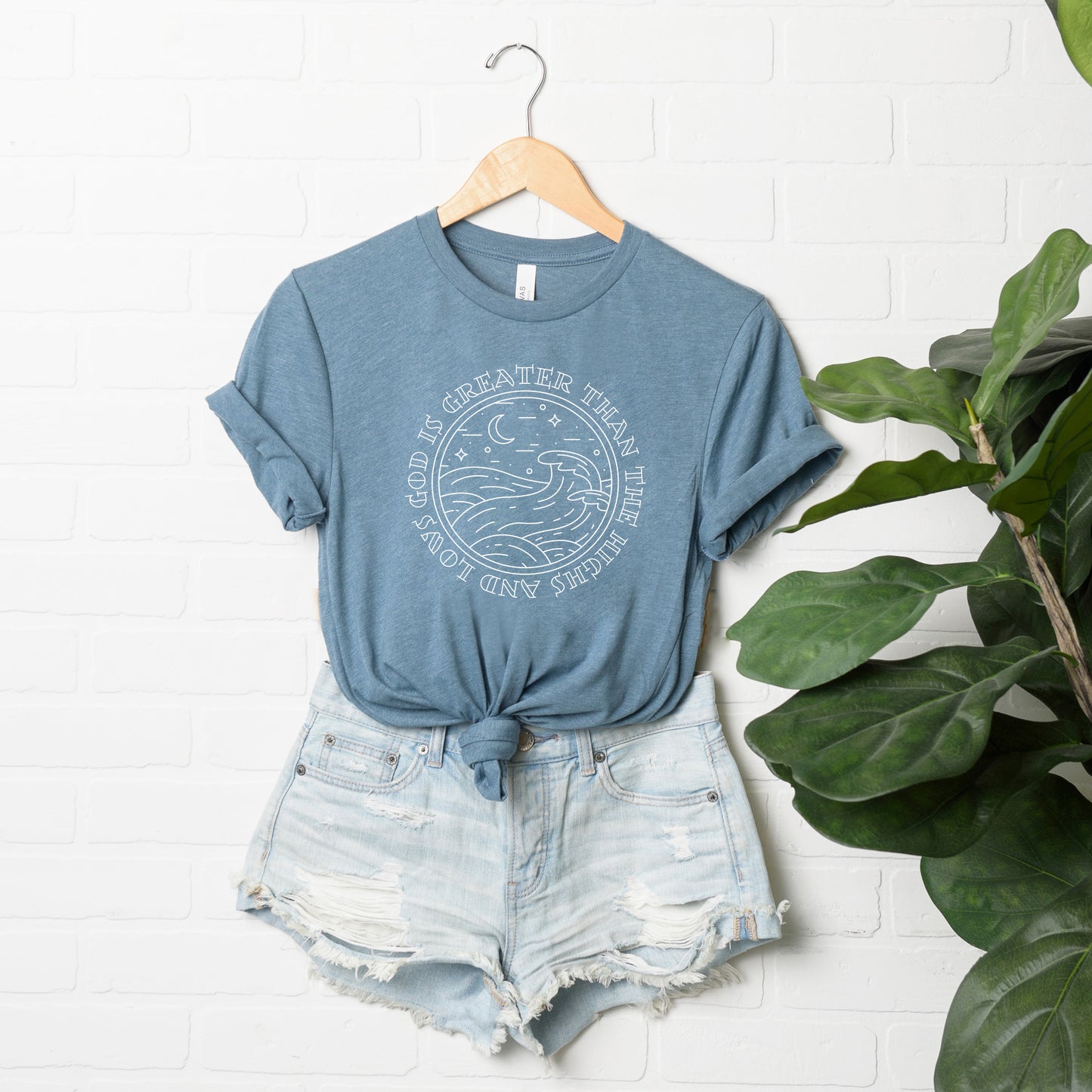 God Is Greater Waves | Short Sleeve Crew Neck