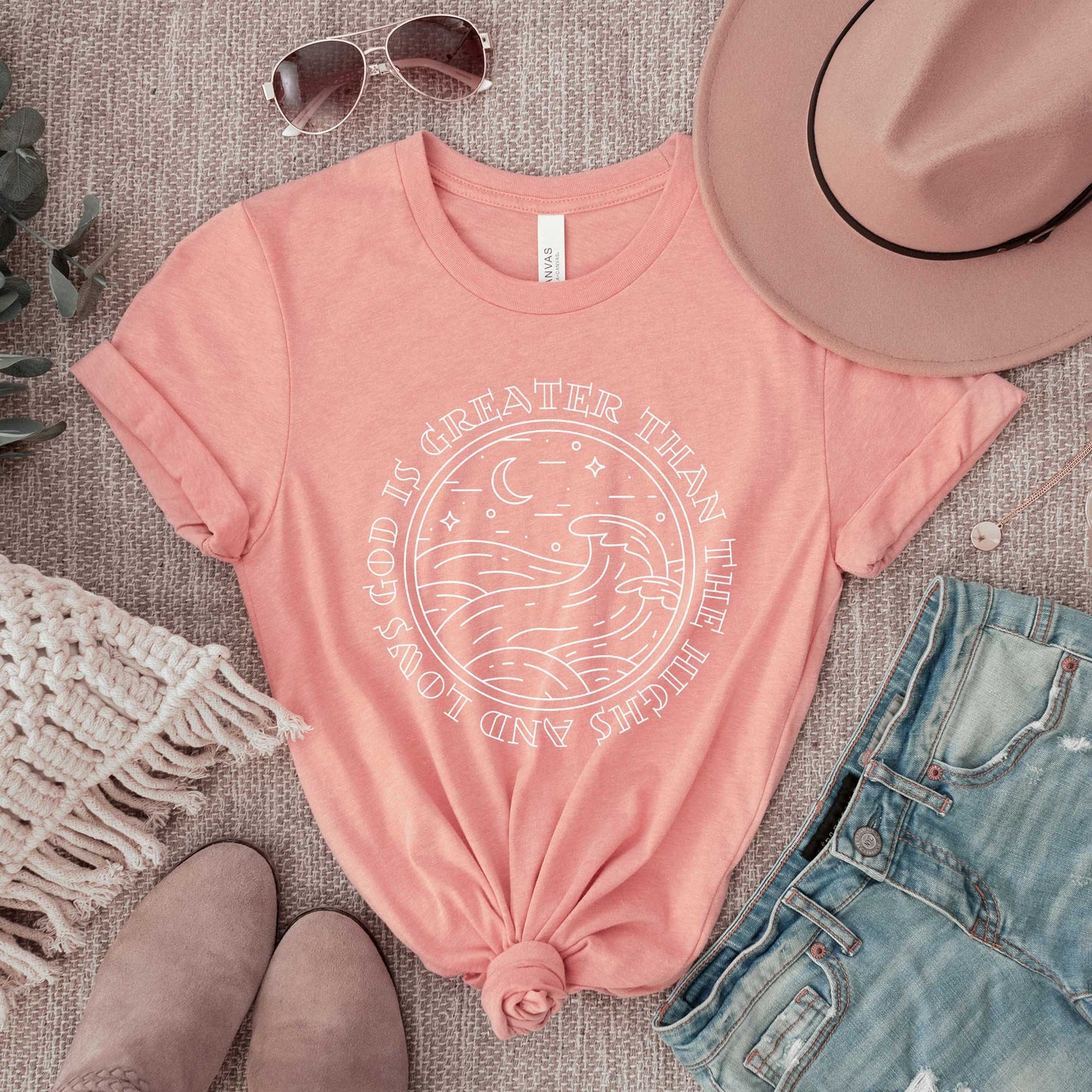 God Is Greater Waves | Short Sleeve Crew Neck