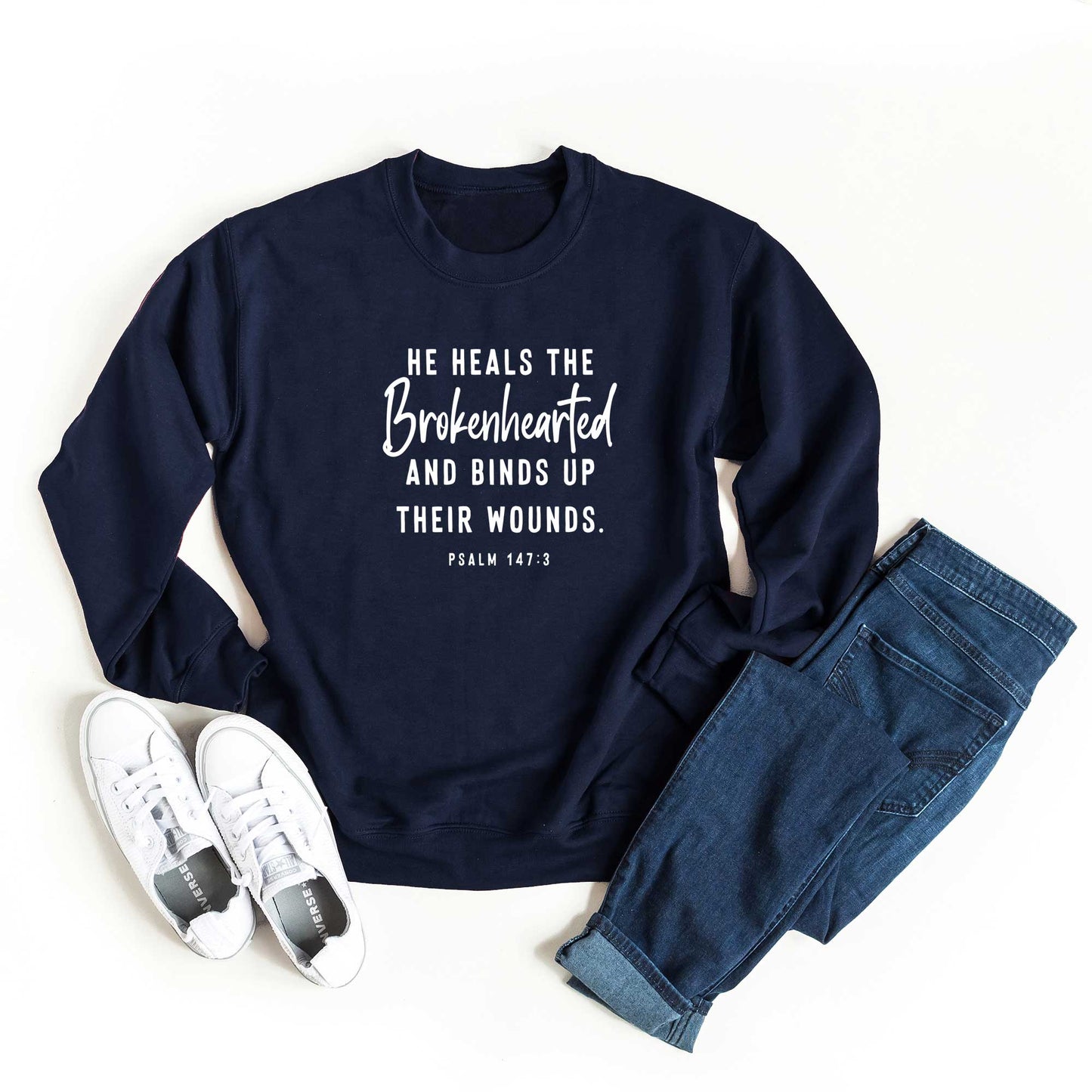 He Heals The Brokenhearted Script | Sweatshirt