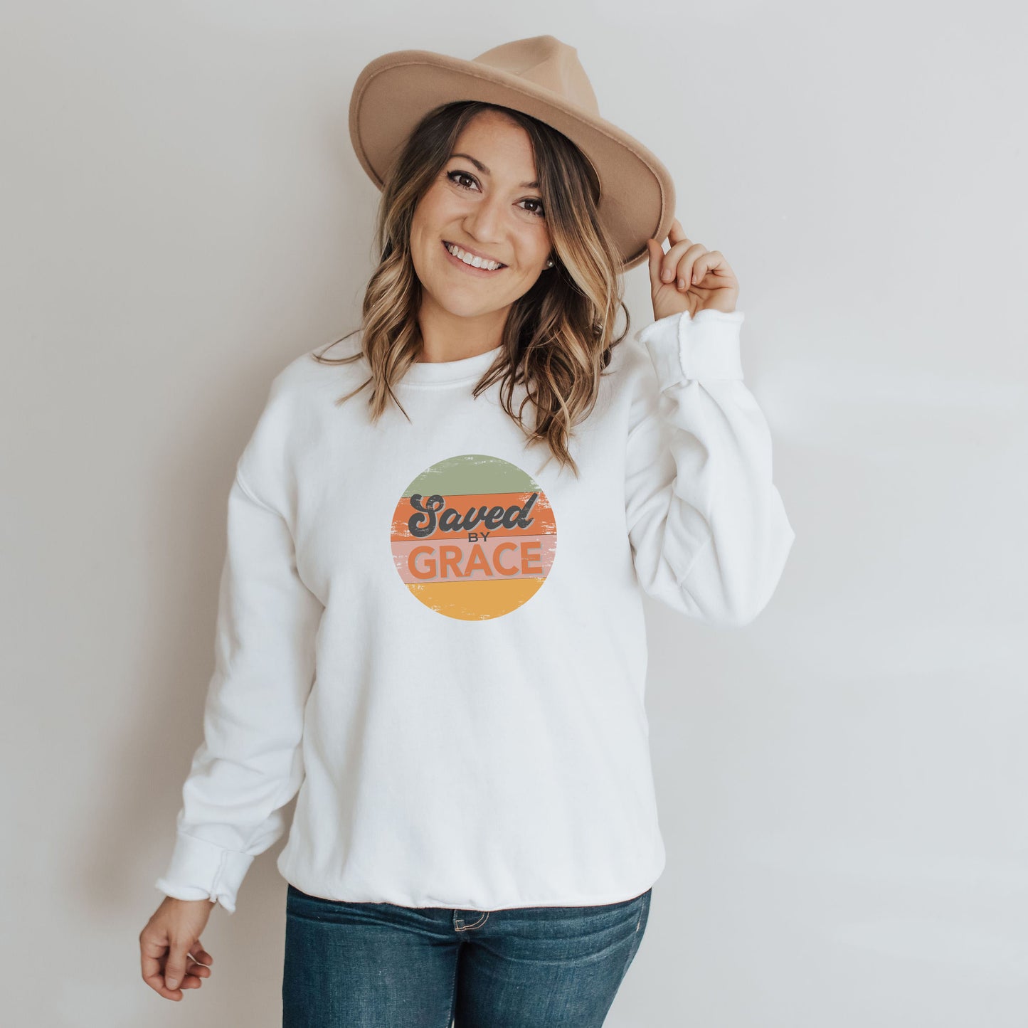 Retro Saved By Grace | Sweatshirt