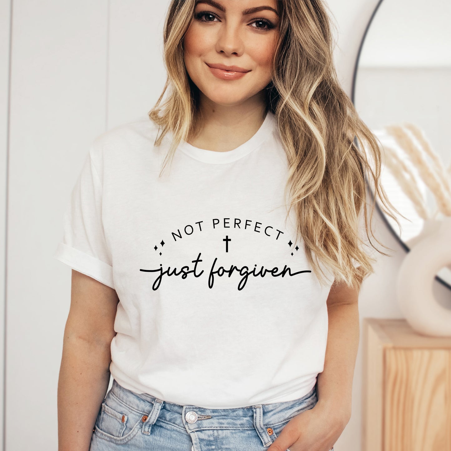 Not Perfect Just Forgiven Cross | Short Sleeve Crew Neck