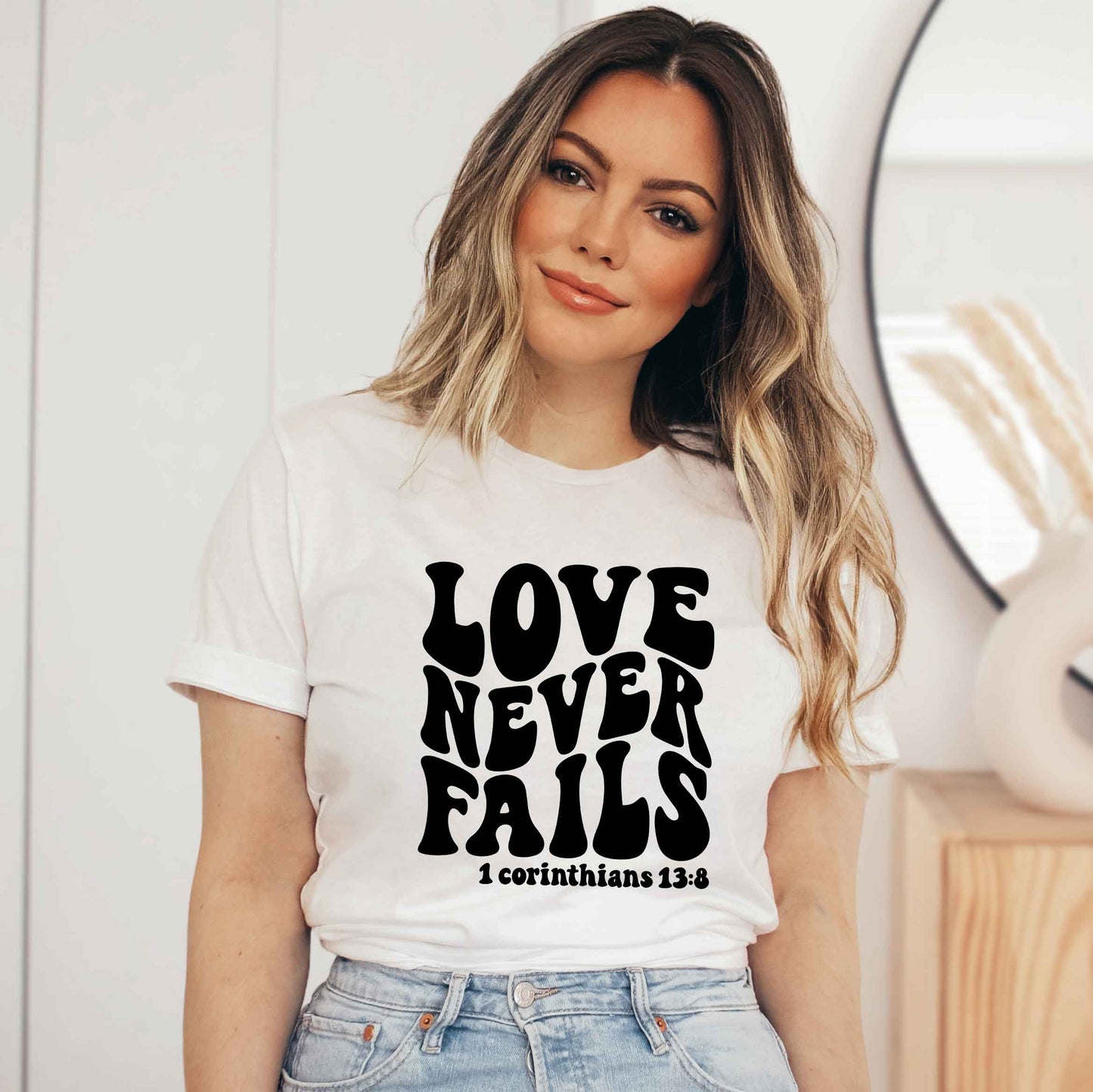 Love Never Fails Wavy | Short Sleeve Crew Neck