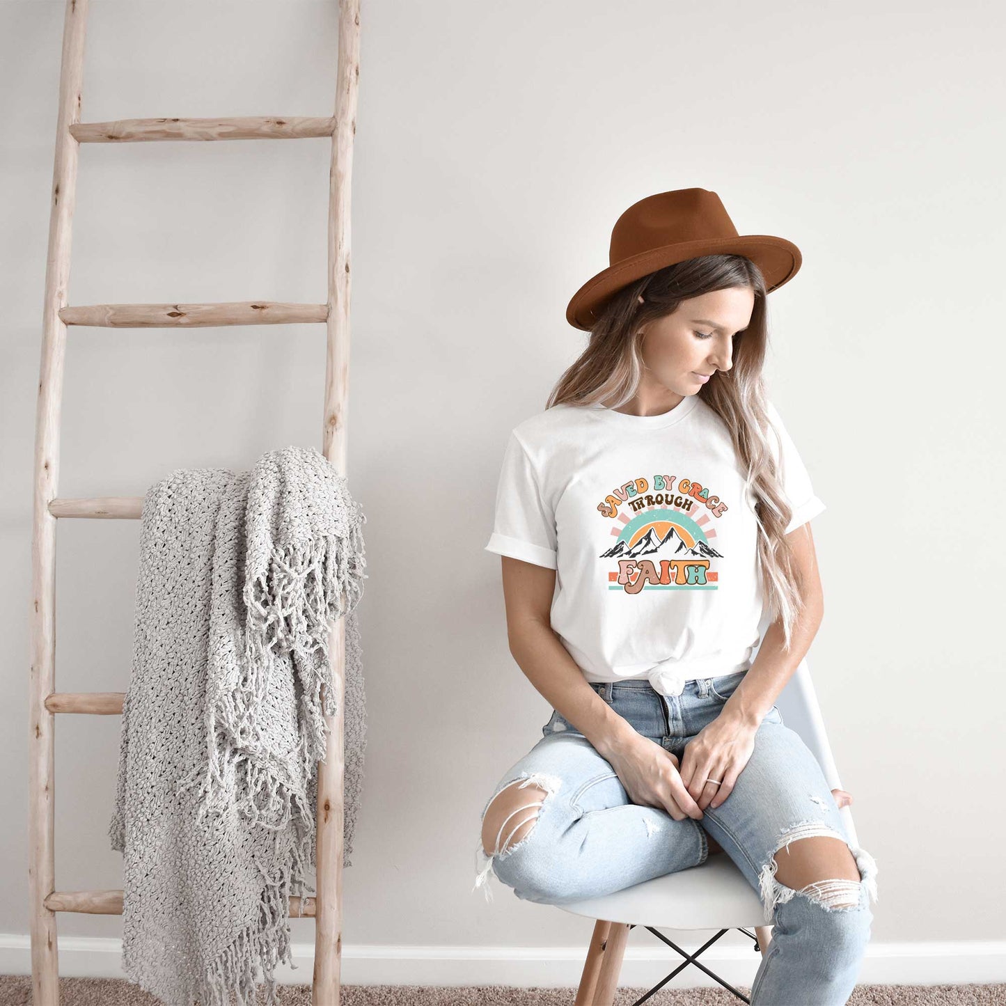Saved By Grace Mountains | Short Sleeve Crew Neck
