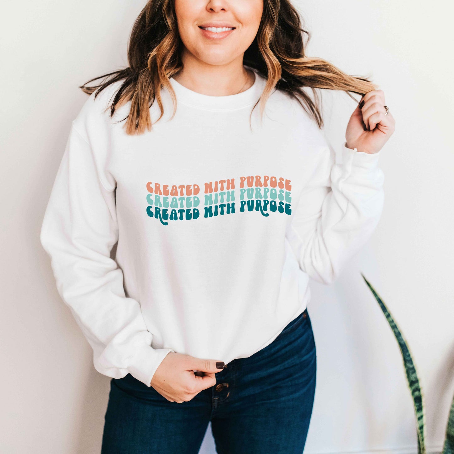 Created With A Purpose Stacked Wavy | Sweatshirt