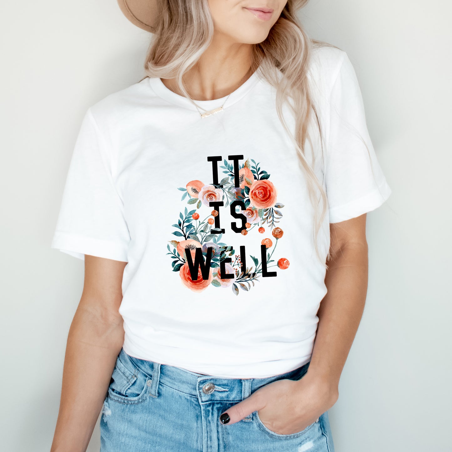 It Is Well Floral | Short Sleeve Crew Neck