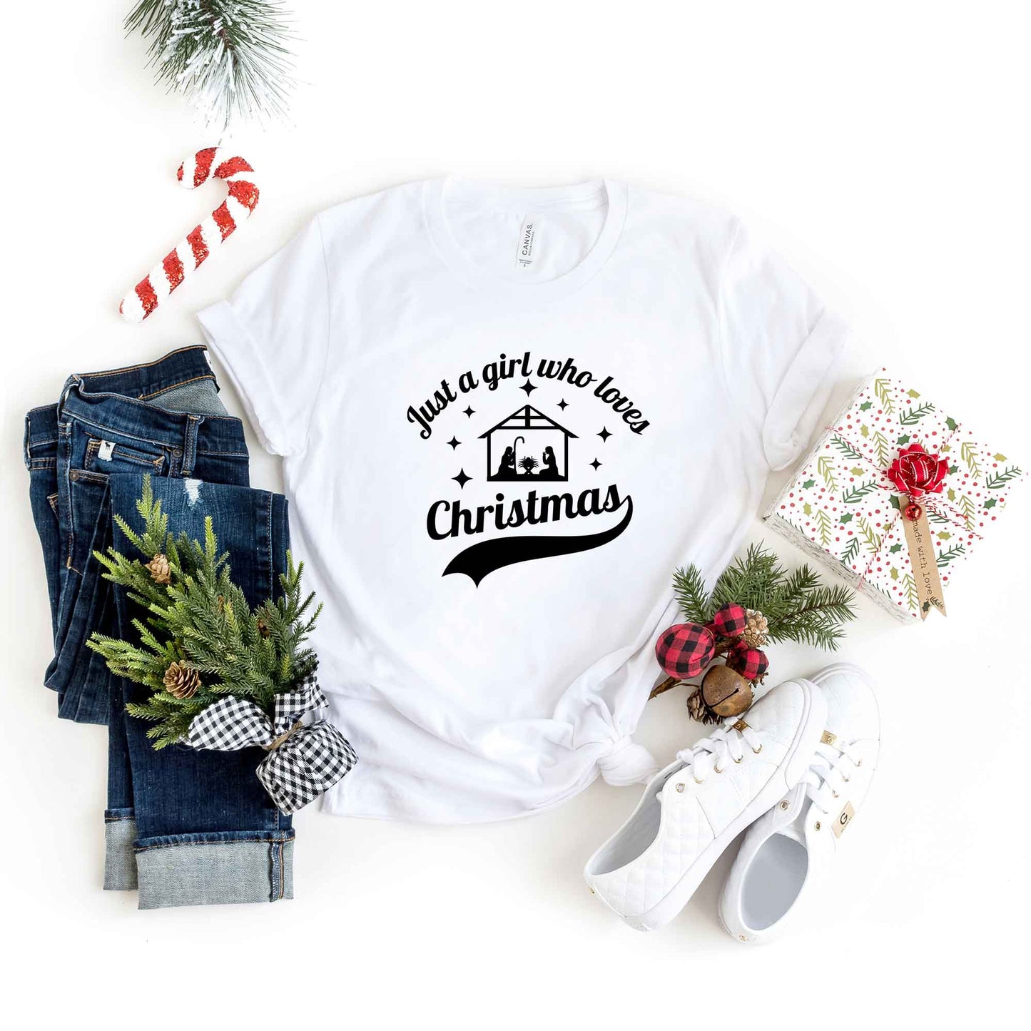 Just A Girl Who Loves Christmas Manger | Short Sleeve Crew Neck