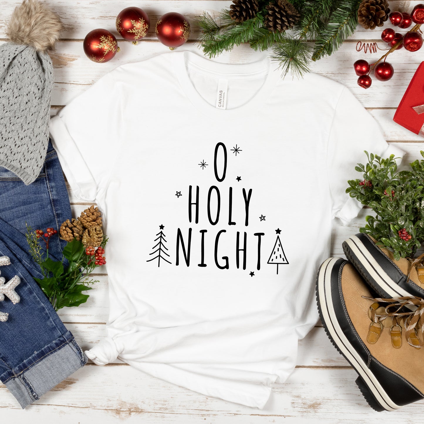 Oh Holy Night Trees | Short Sleeve Crew Neck