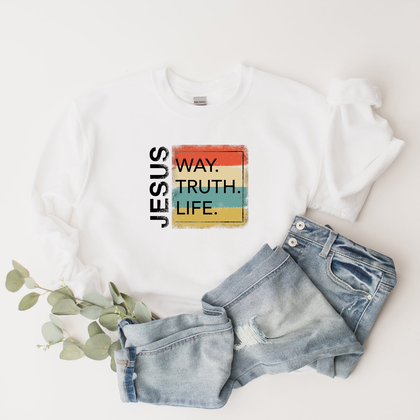 Jesus Way Truth Life Colorful | Sweatshirt