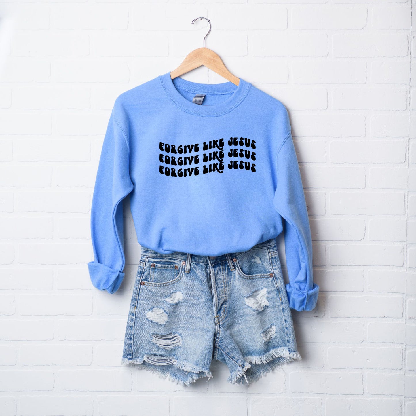 Forgive Like Jesus Stacked Wavy | Sweatshirt