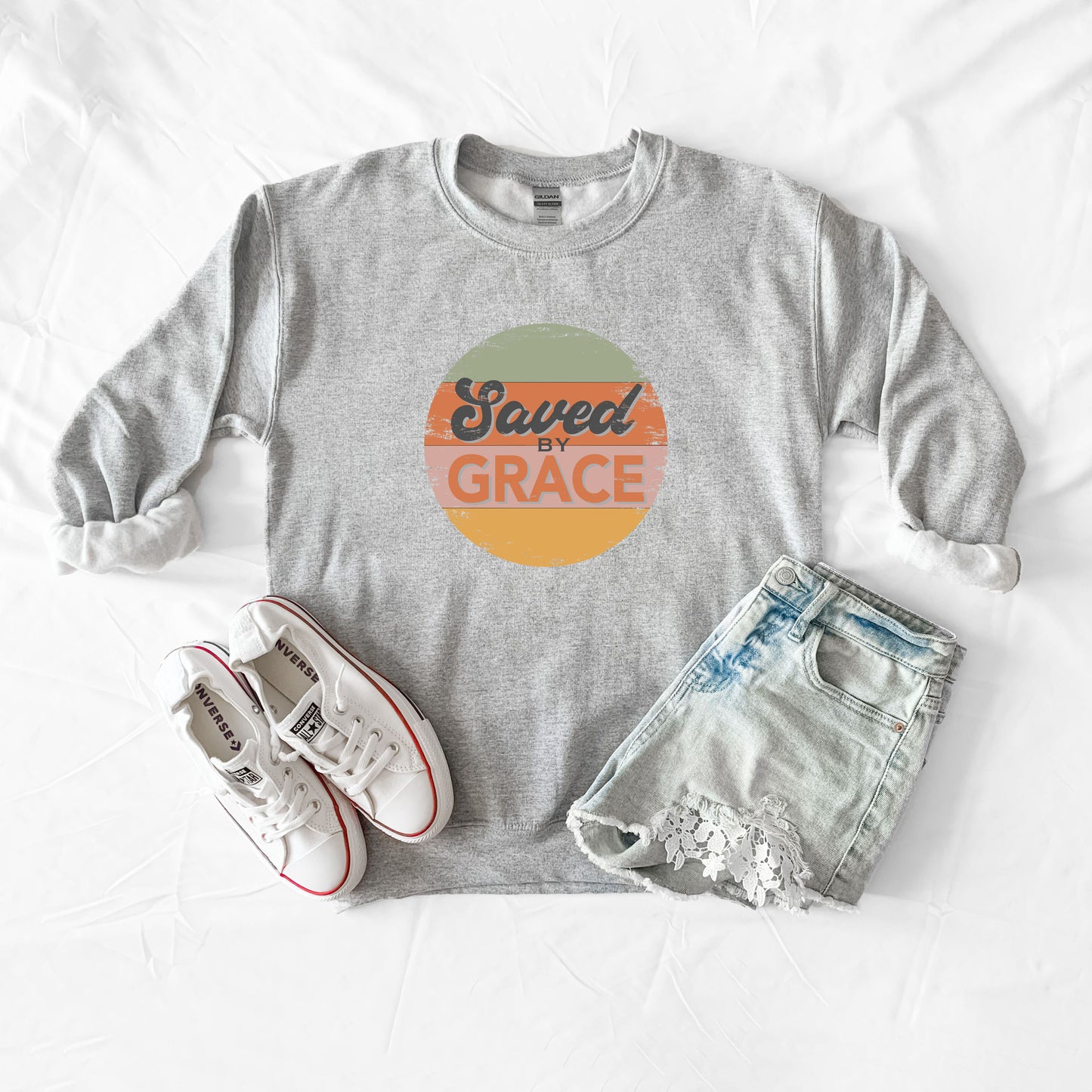 Retro Saved By Grace | Sweatshirt