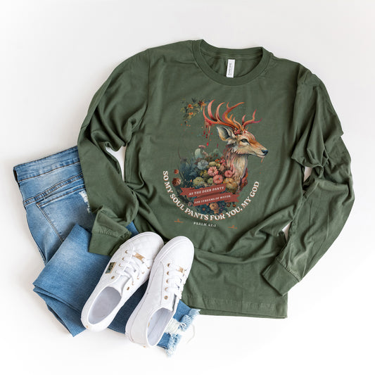 Deer Floral | Long Sleeve Crew Neck