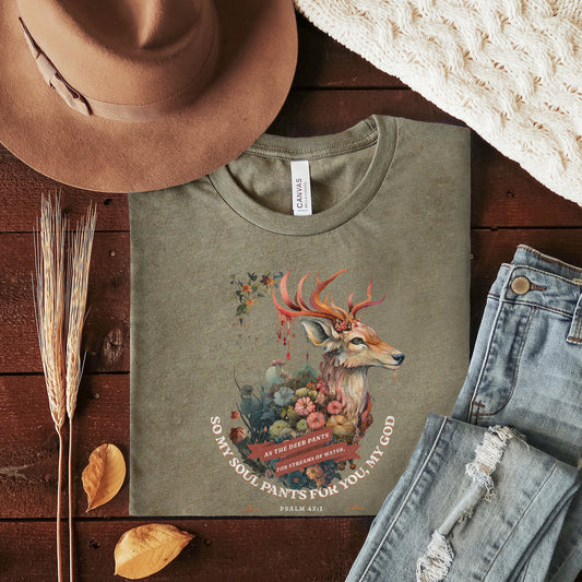 Deer Floral | Short Sleeve Crew Neck