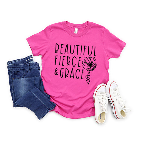 Beautiful Fierce And Grace | Youth Short Sleeve Crew