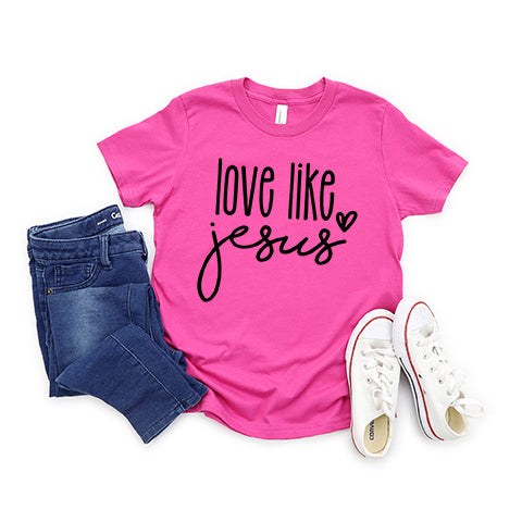Love Like Jesus Cursive Heart | Youth Short Sleeve Crew